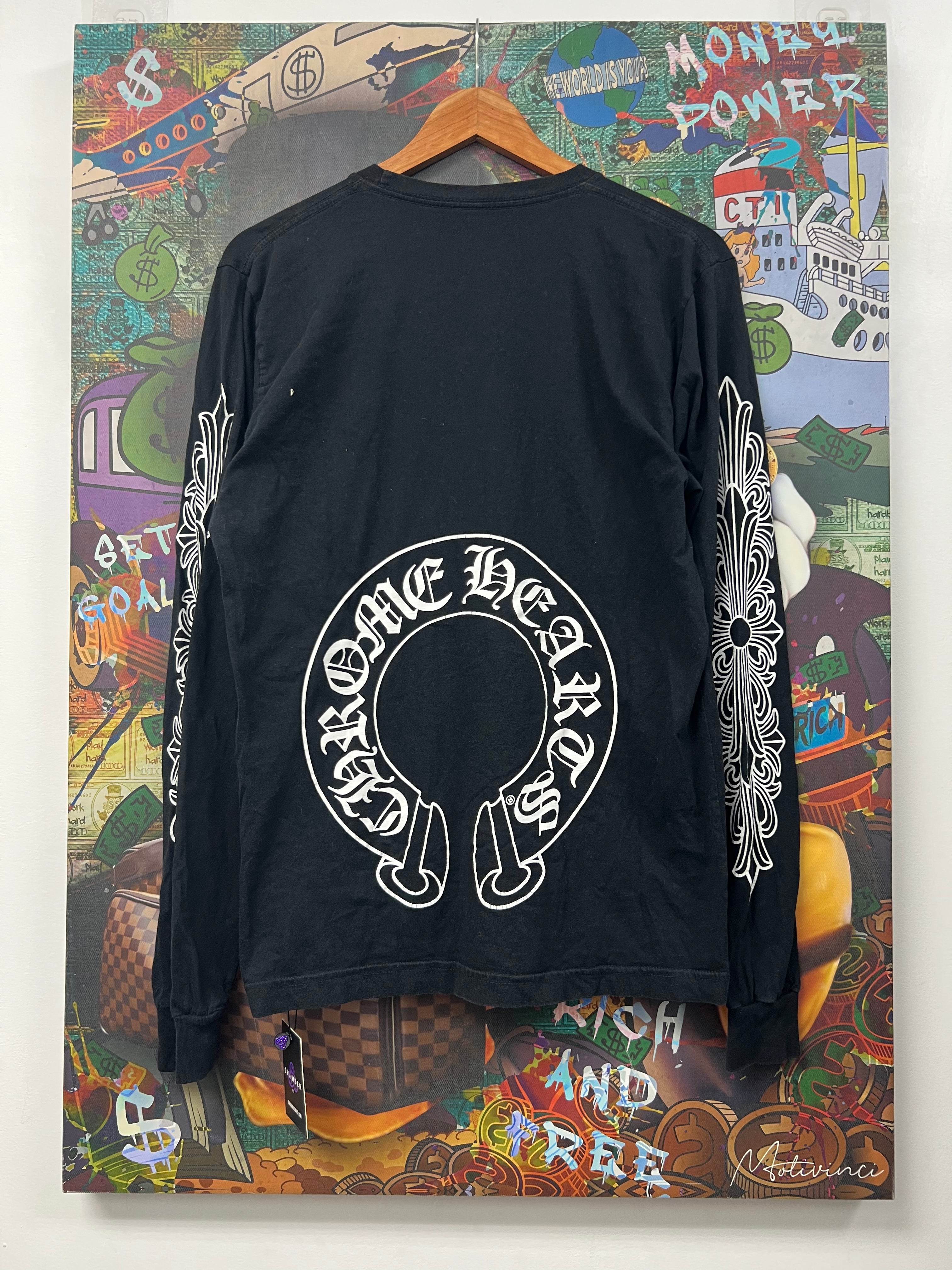 Chrome Hearts Black Floral Horseshoe Long Sleeve