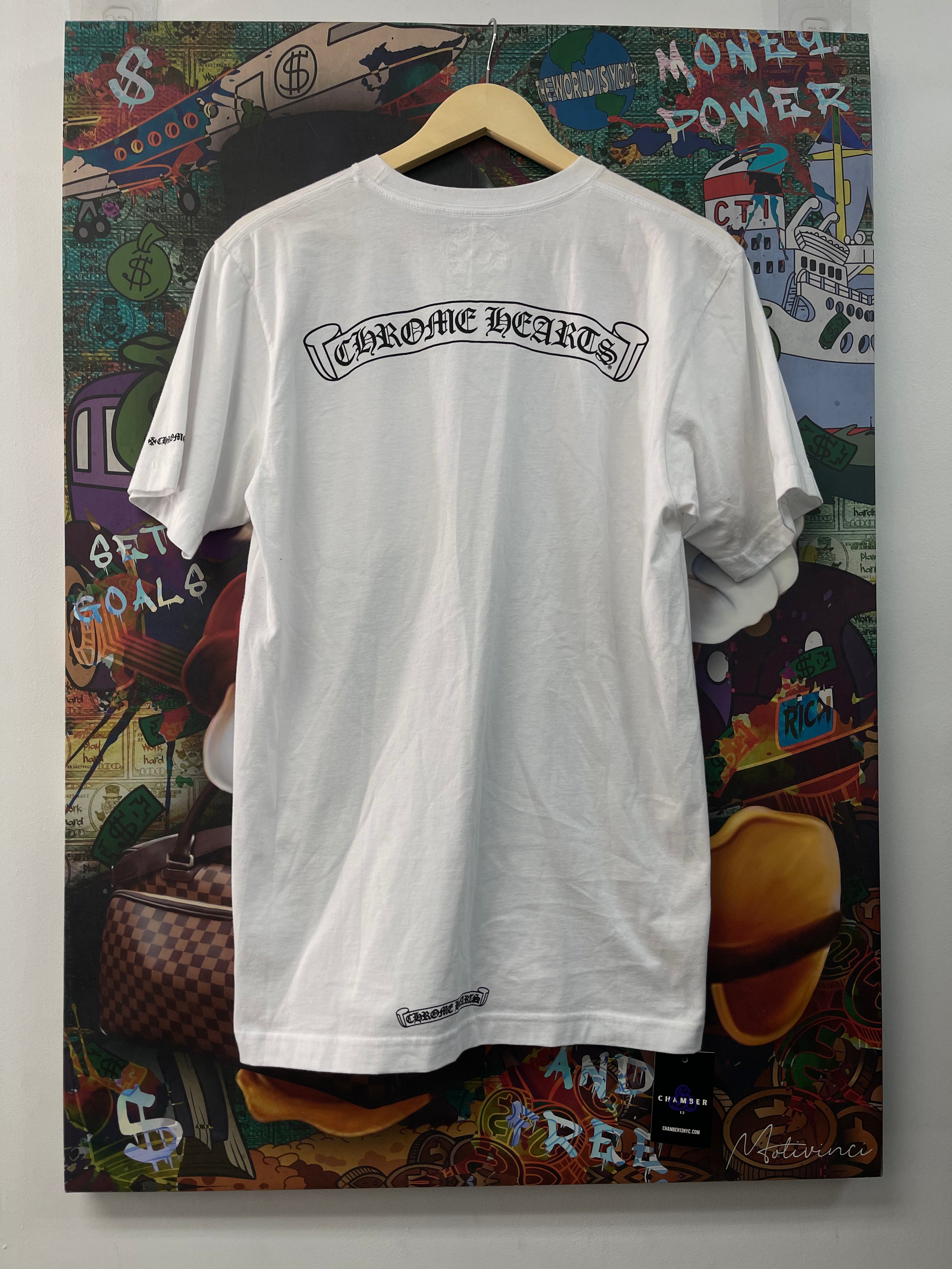 Chrome Hearts White Black Scroll Logo Tee