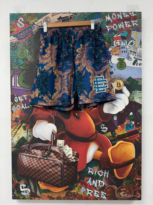 EE Floral Shorts Navy Multi New Small In Plastic