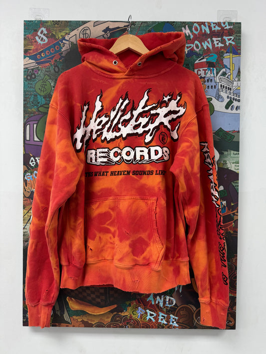Hellstar Records Distressed Hoodie Red Used Small (Fits Big) N/A