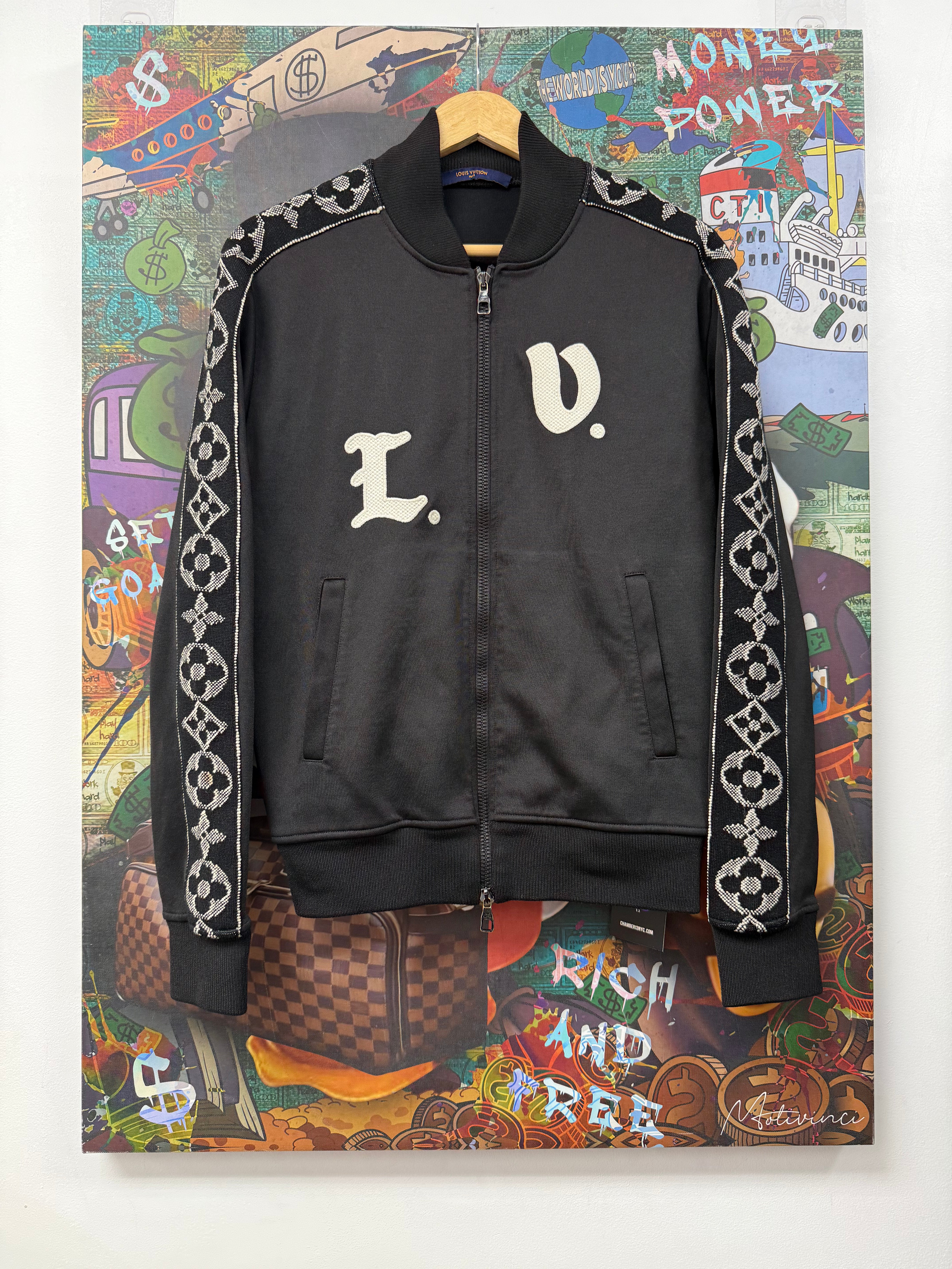 Louis Vuitton Black White Sleeve Logo Track Jacket