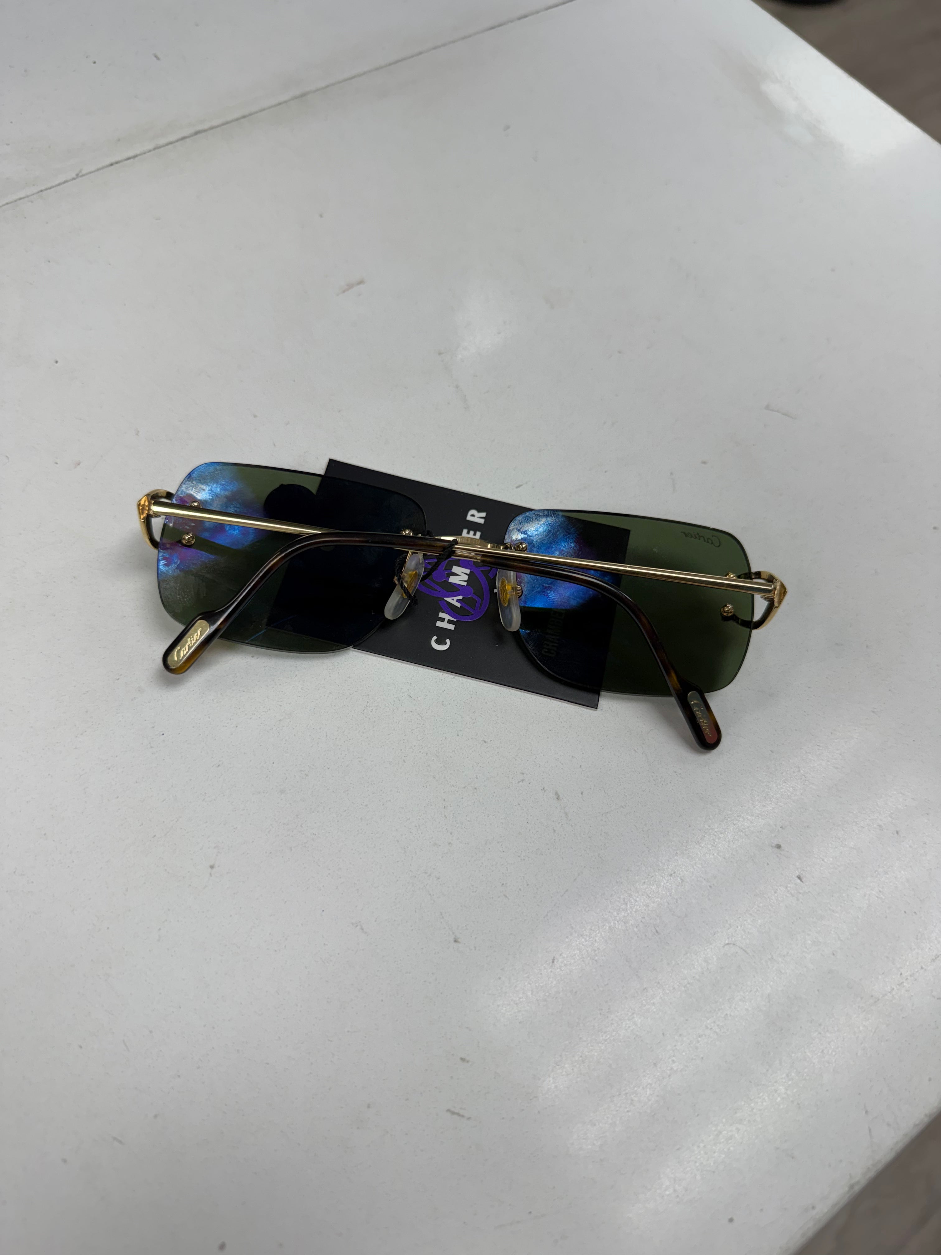 Cartier Gold & Green Lens C-Decor Sunglasses