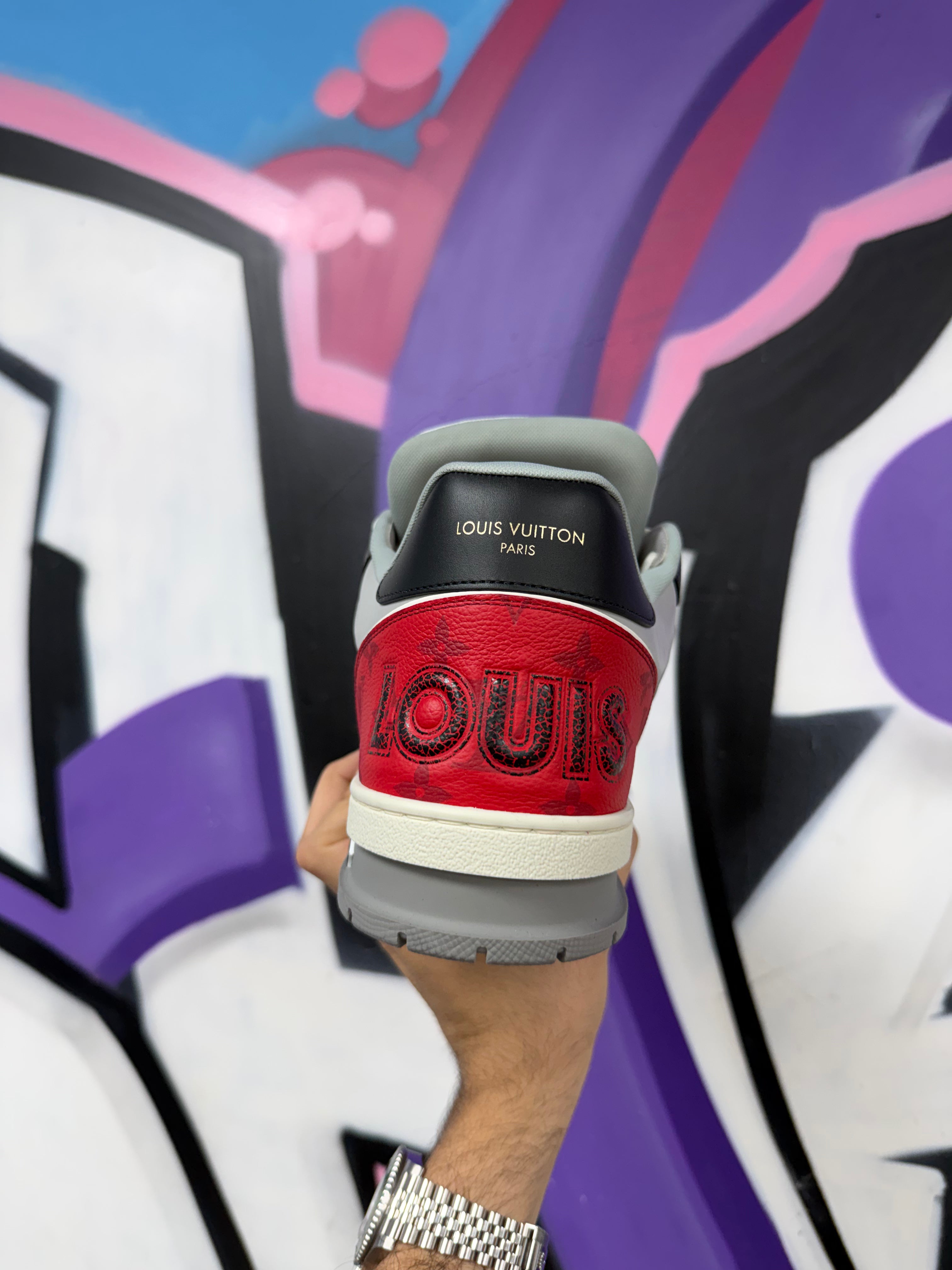 Louis Vuitton Black Red Strap Trainer Sneakers