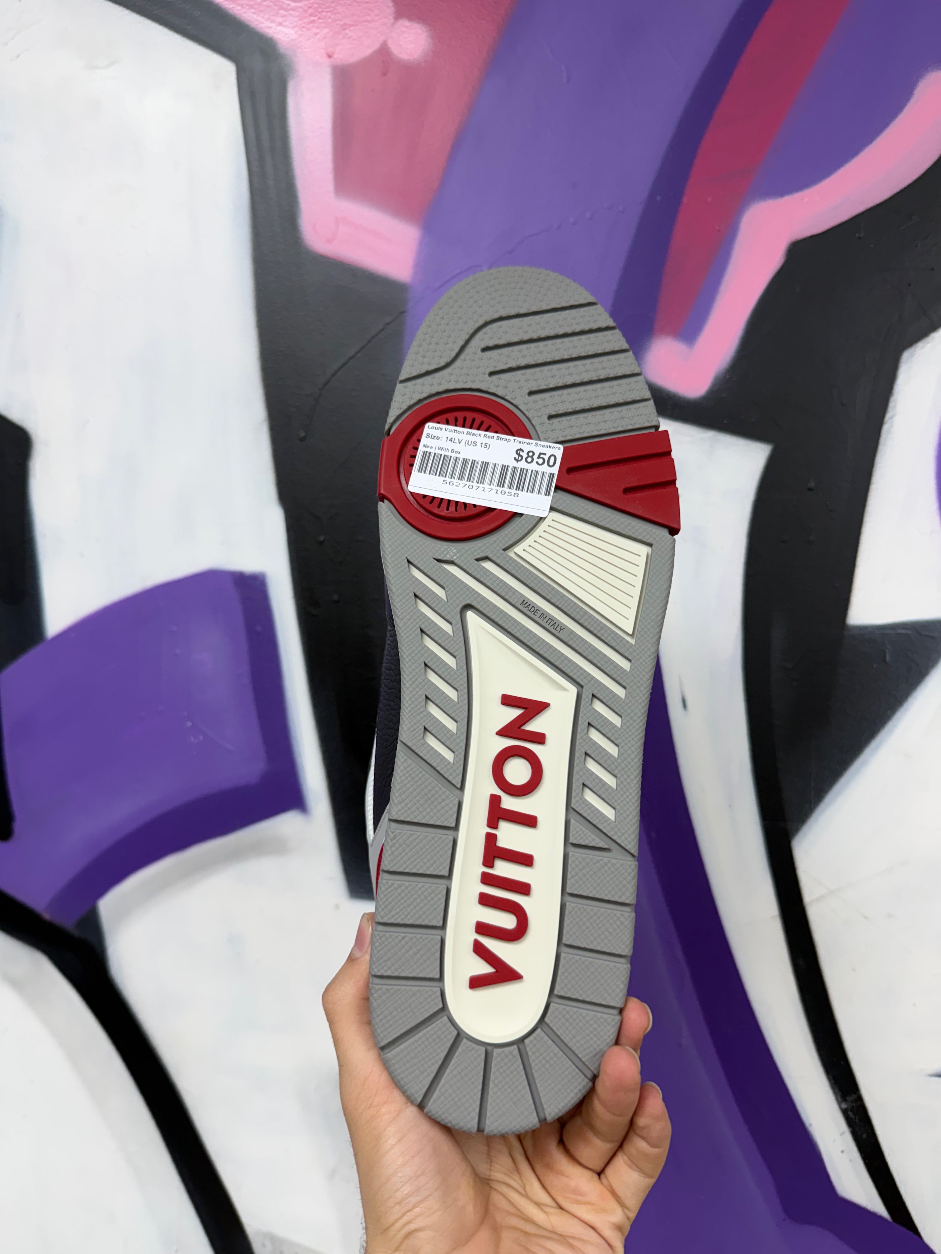 Louis Vuitton Black Red Strap Trainer Sneakers