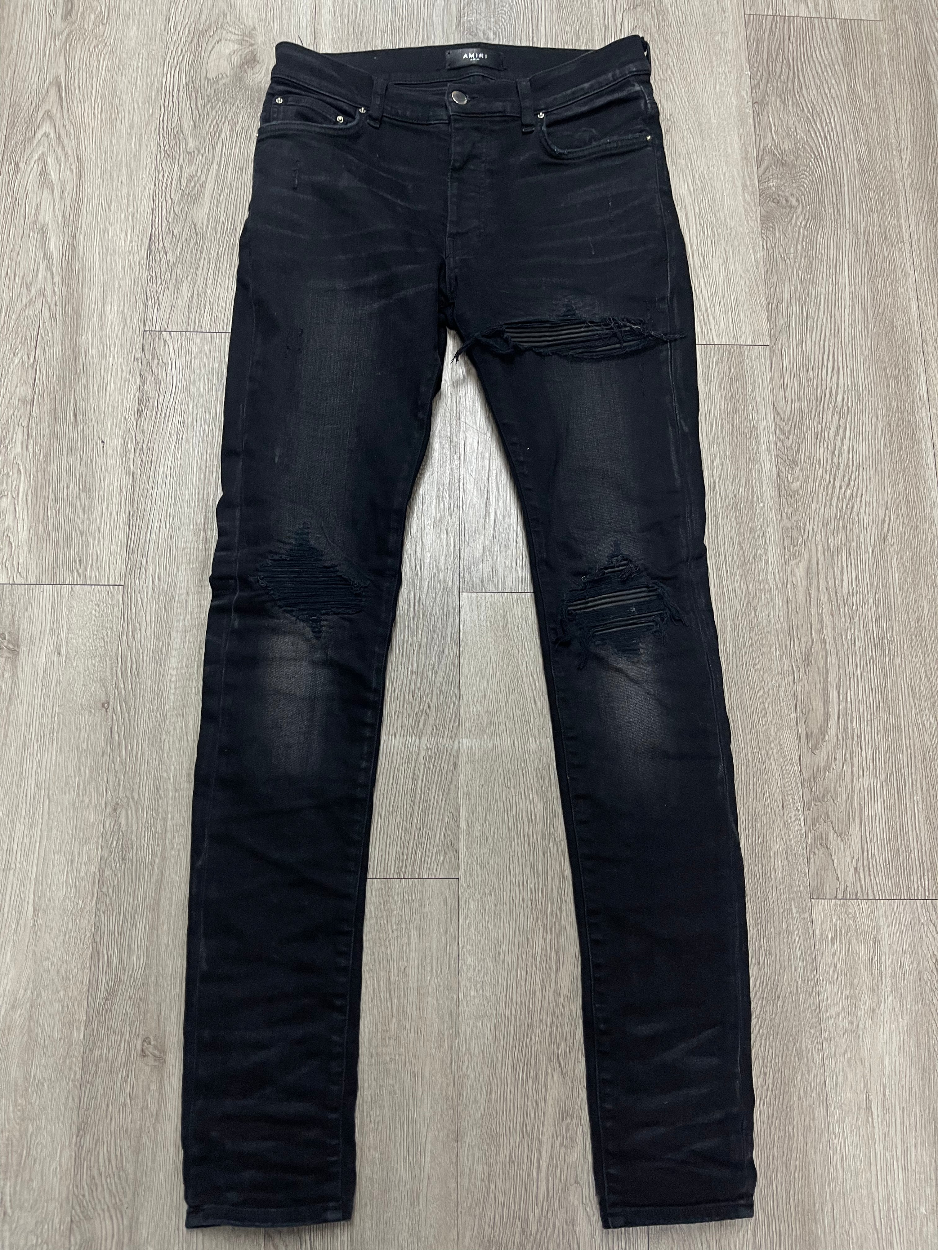 Amiri MX1 Black Wash Patch Jeans