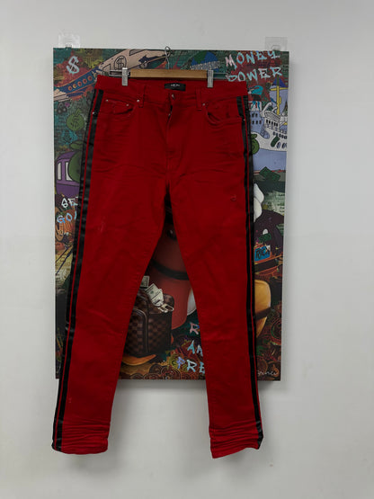 Amiri Jeans Red Black Stripe Used 38