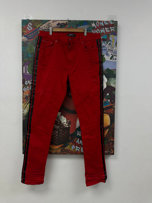 Amiri Jeans Red Black Stripe Used 38