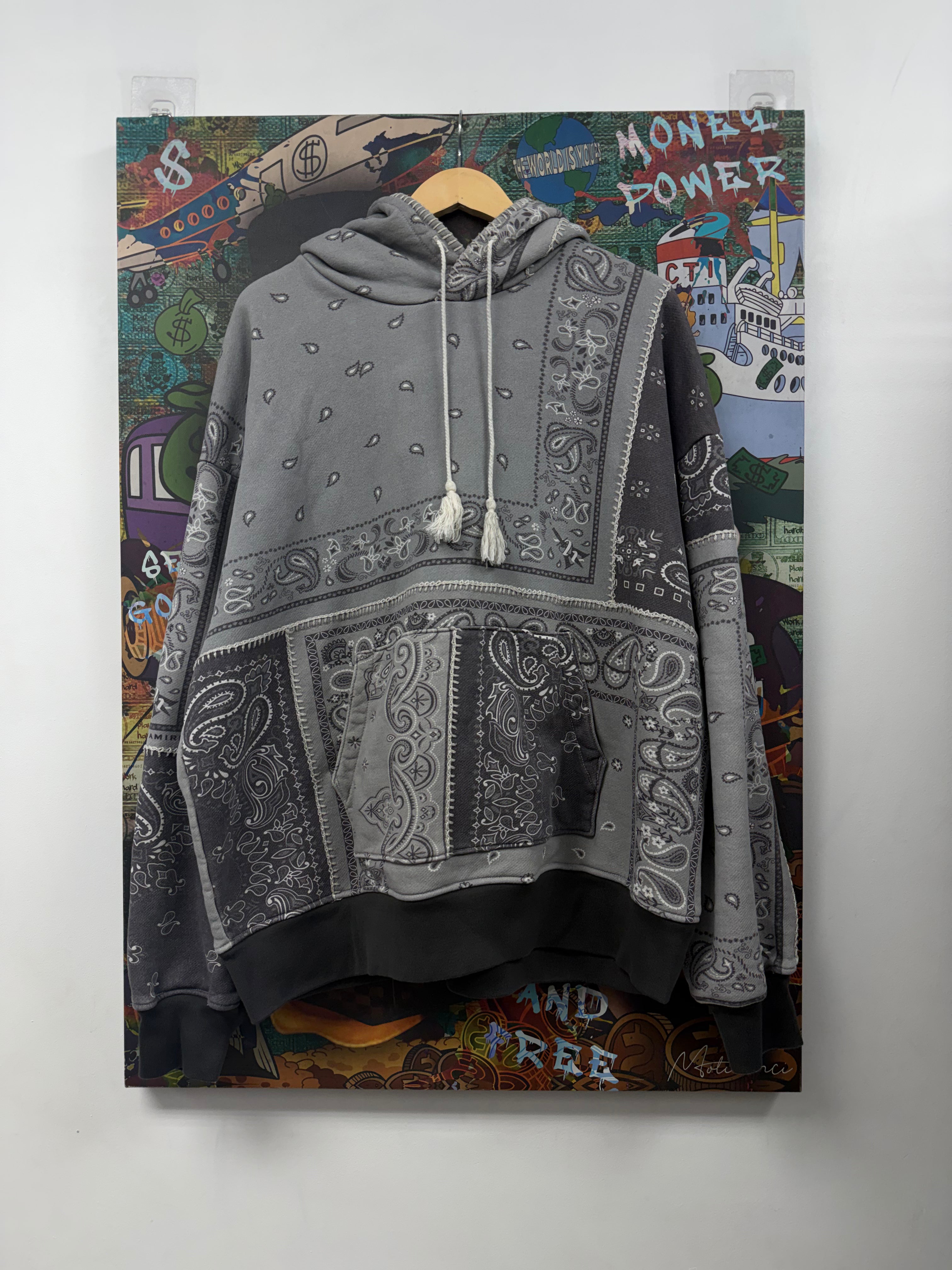 Amiri Grey Stitch Patchwork Hoodie