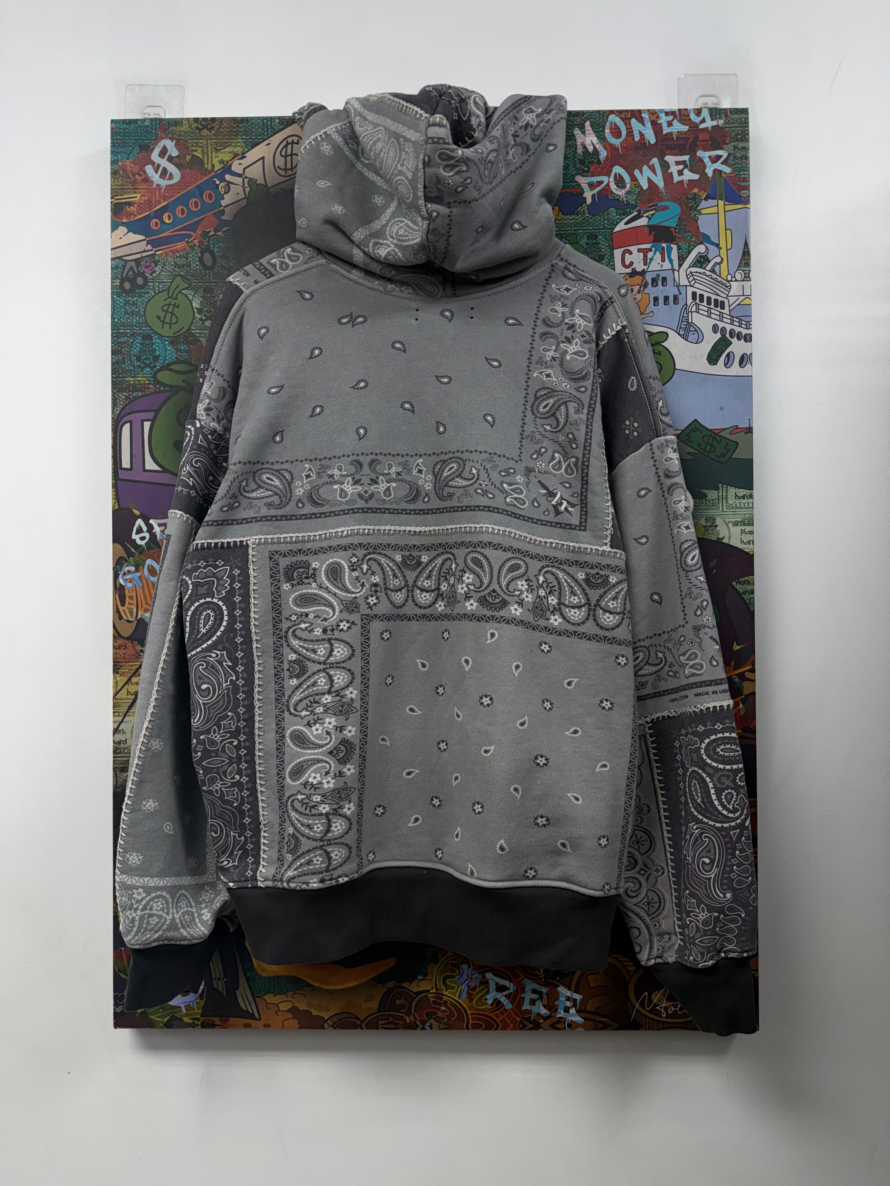 Amiri Grey Stitch Patchwork Hoodie