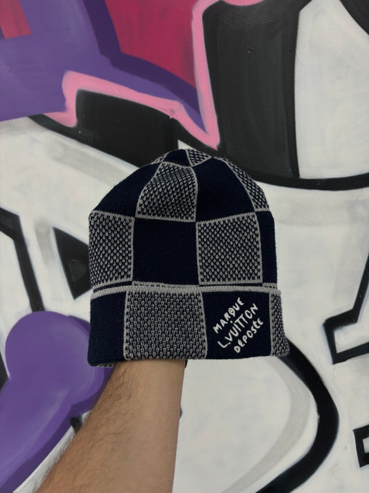 LV Marque Damier Beanie Navy Used OS