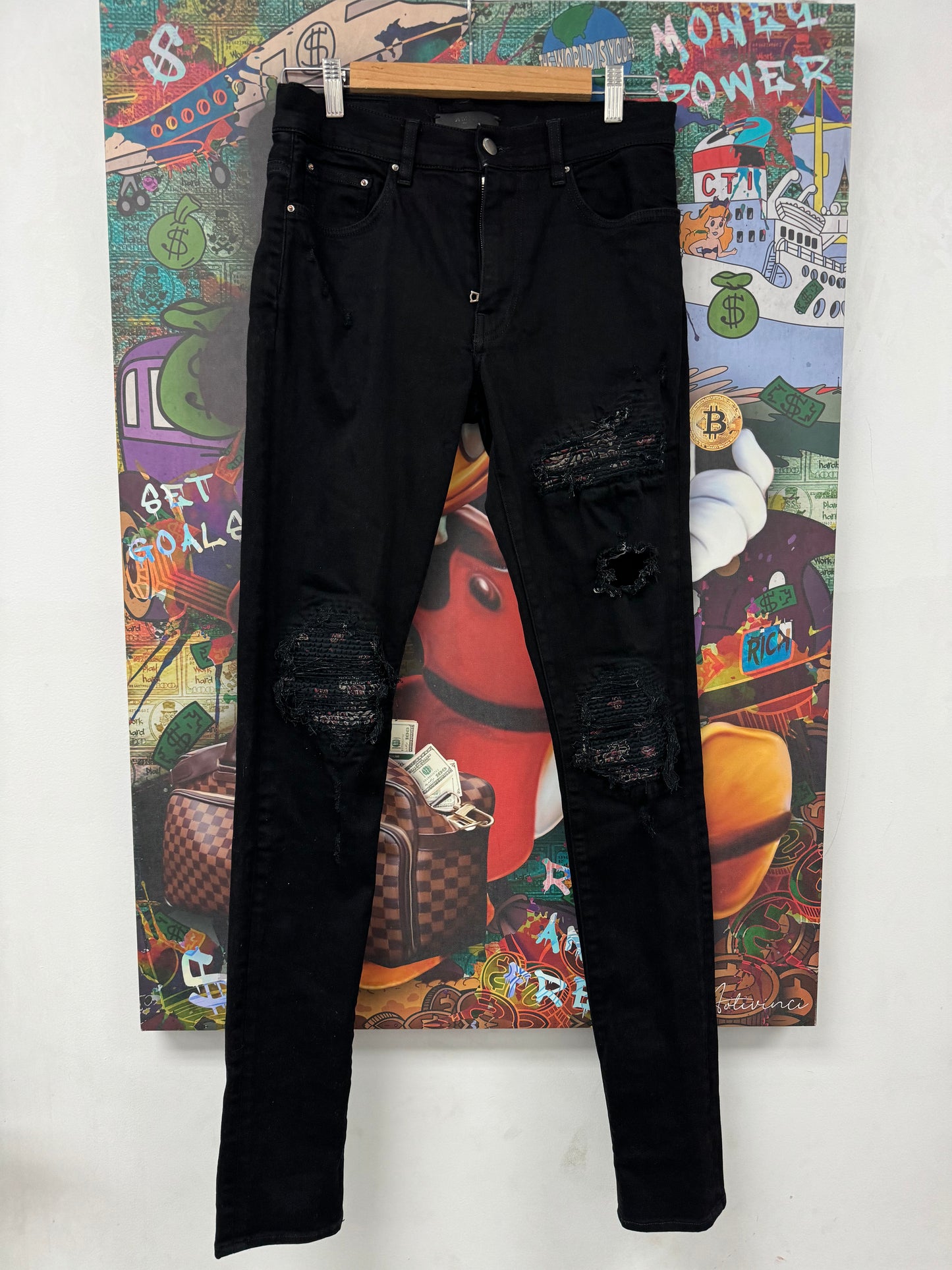 Amiri MX1 Black Red Paisley Patch Used 30 N/A