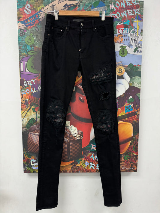 Amiri MX1 Black Red Paisley Patch Used 30 N/A