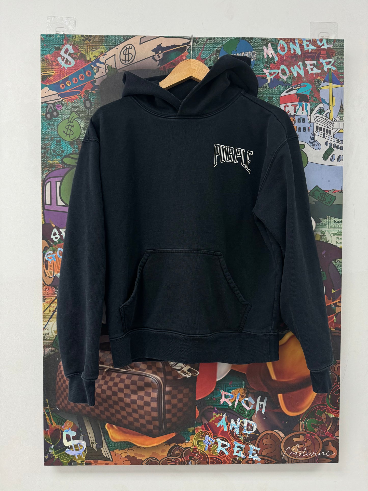 Purple Brand Hoodie Black White Used XS N/A