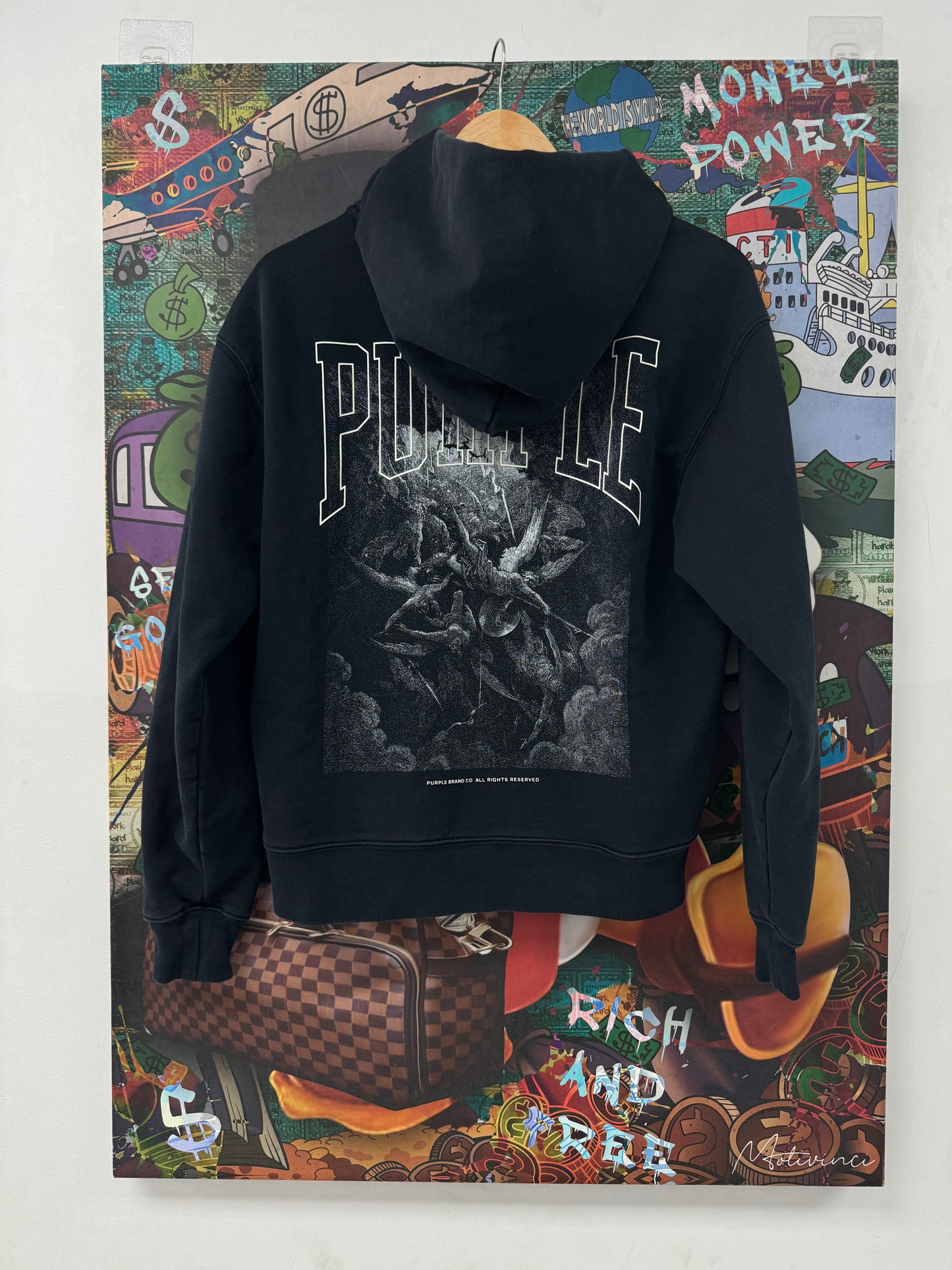 Purple Brand Hoodie Black White Used XS N/A