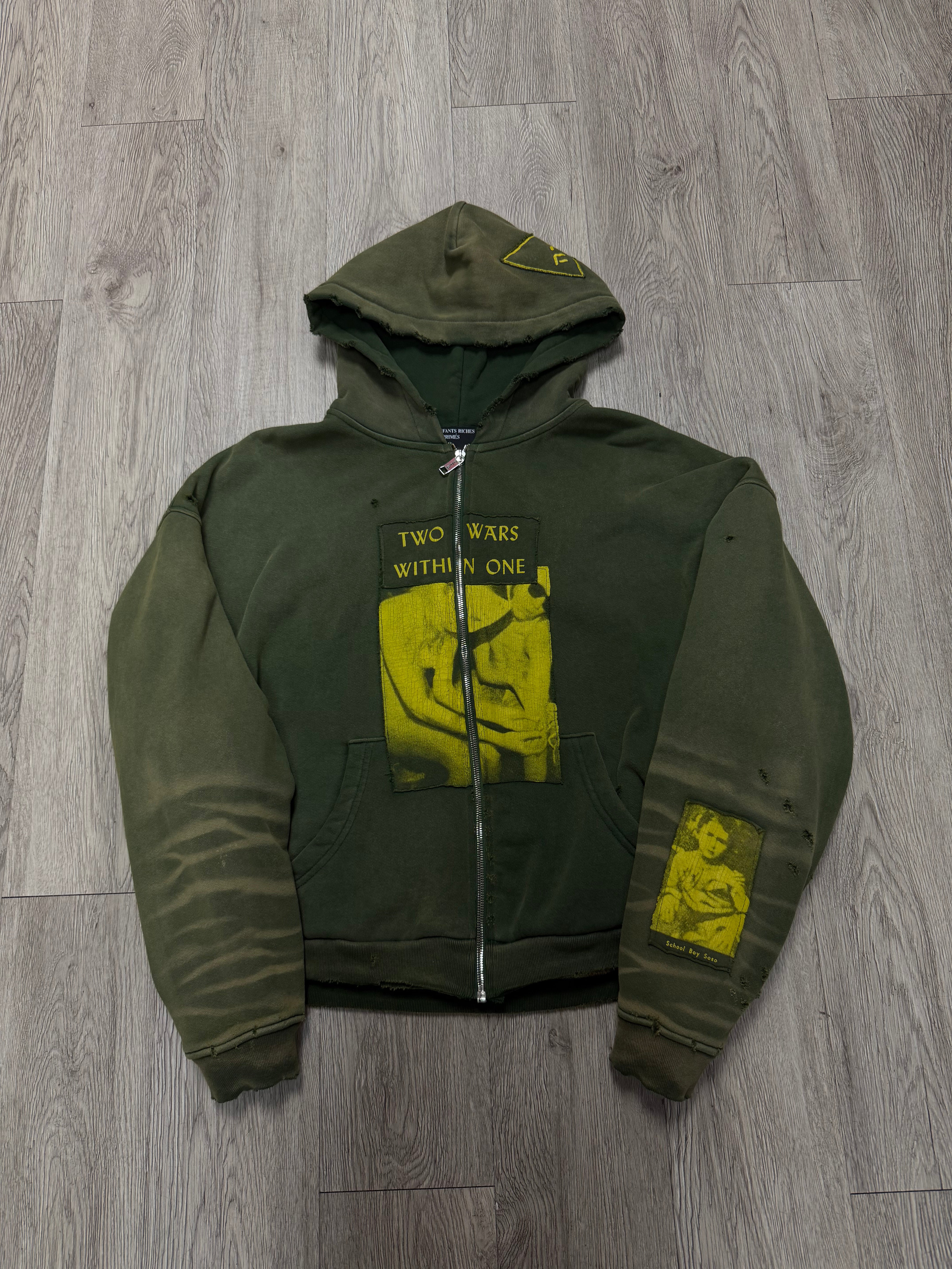 ENFANTS RICHES DÉPRIMÉS Green Two Wars Zip Up Hoodie
