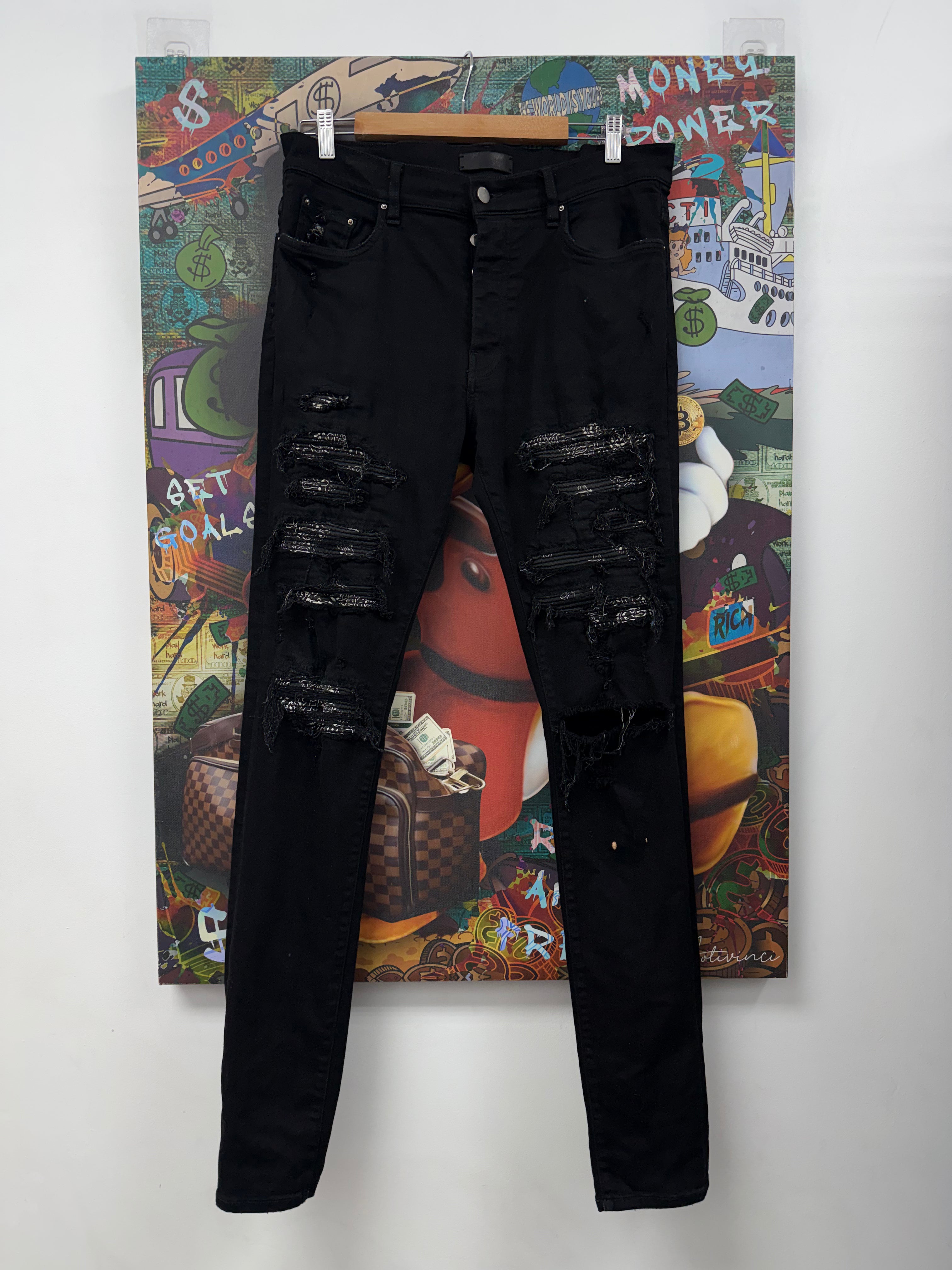 Amiri Black Paisley Thrasher Jeans