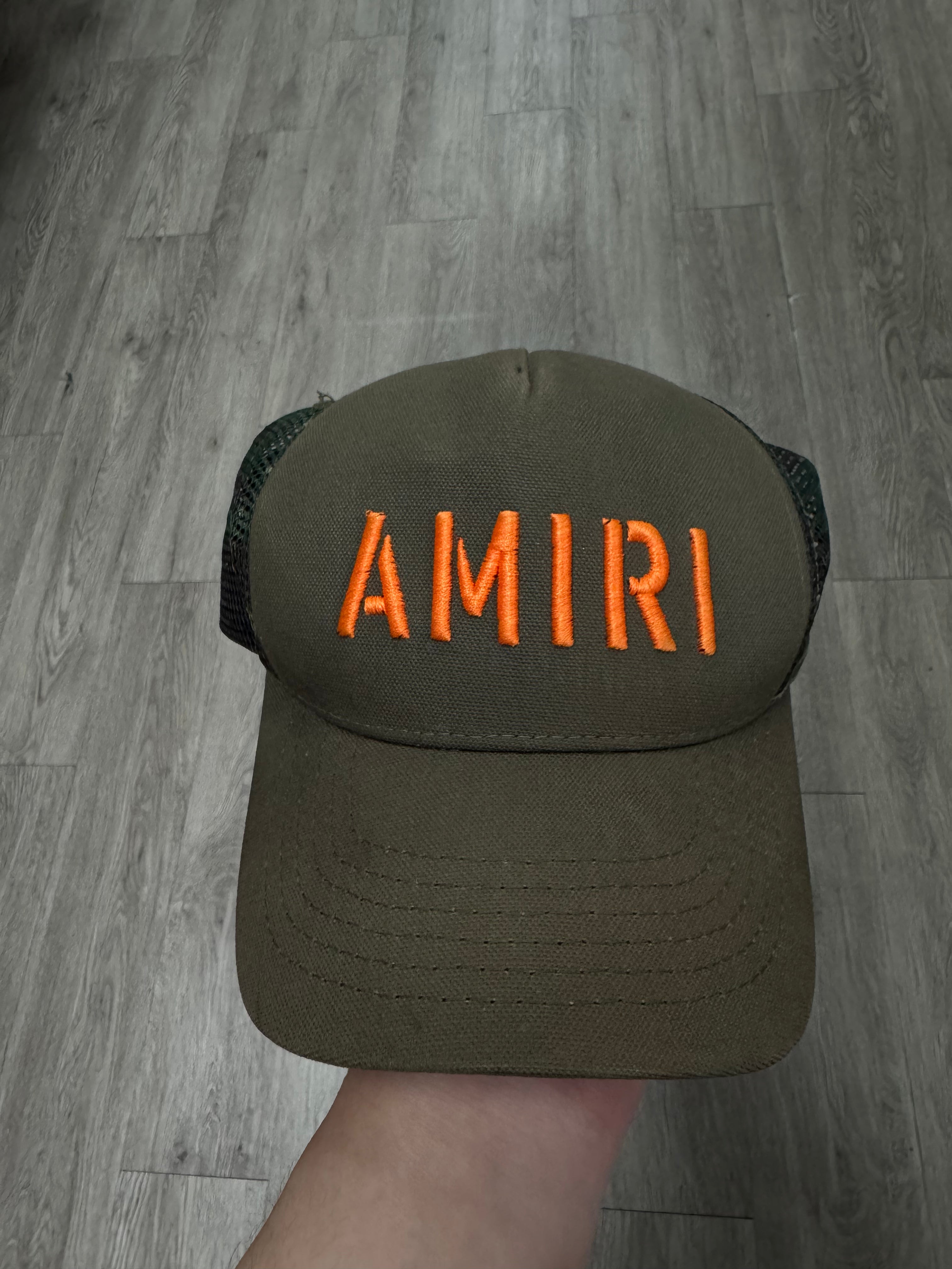 Amiri Olive Orange Logo Hat