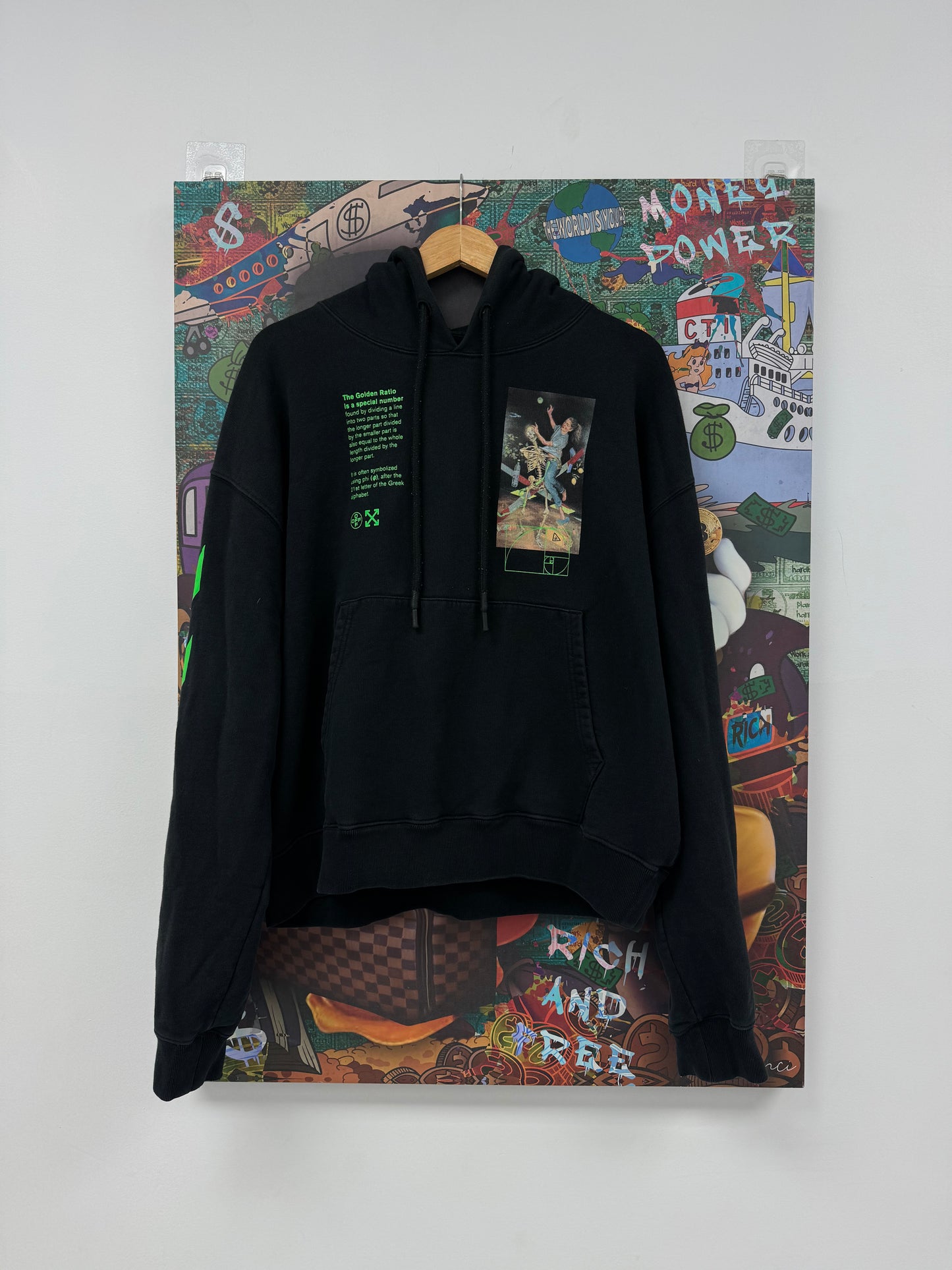 Off-White Hoodie Black Green Used Large With Box