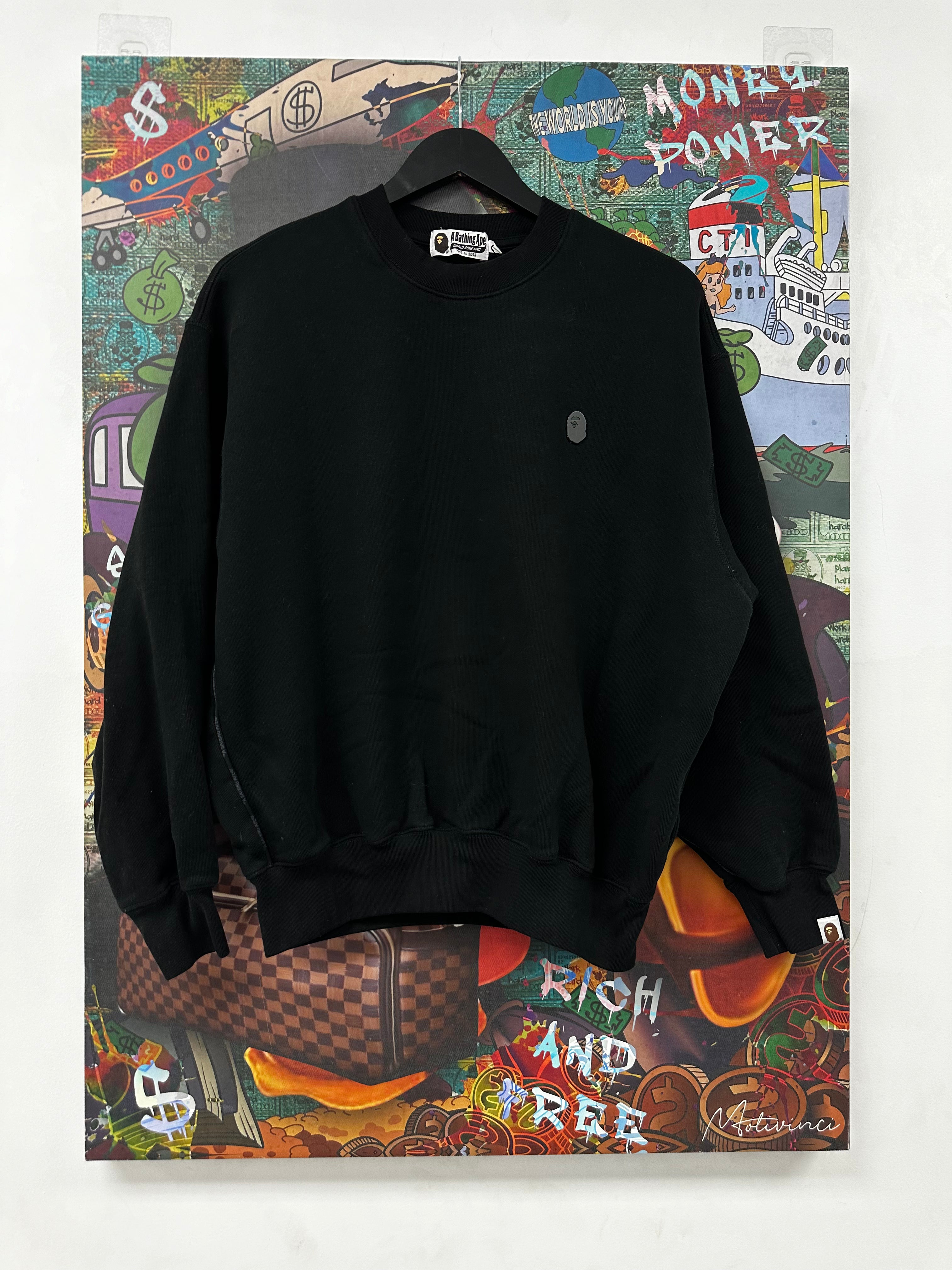 BAPE Metal Bape Head Crewneck Black Used Medium