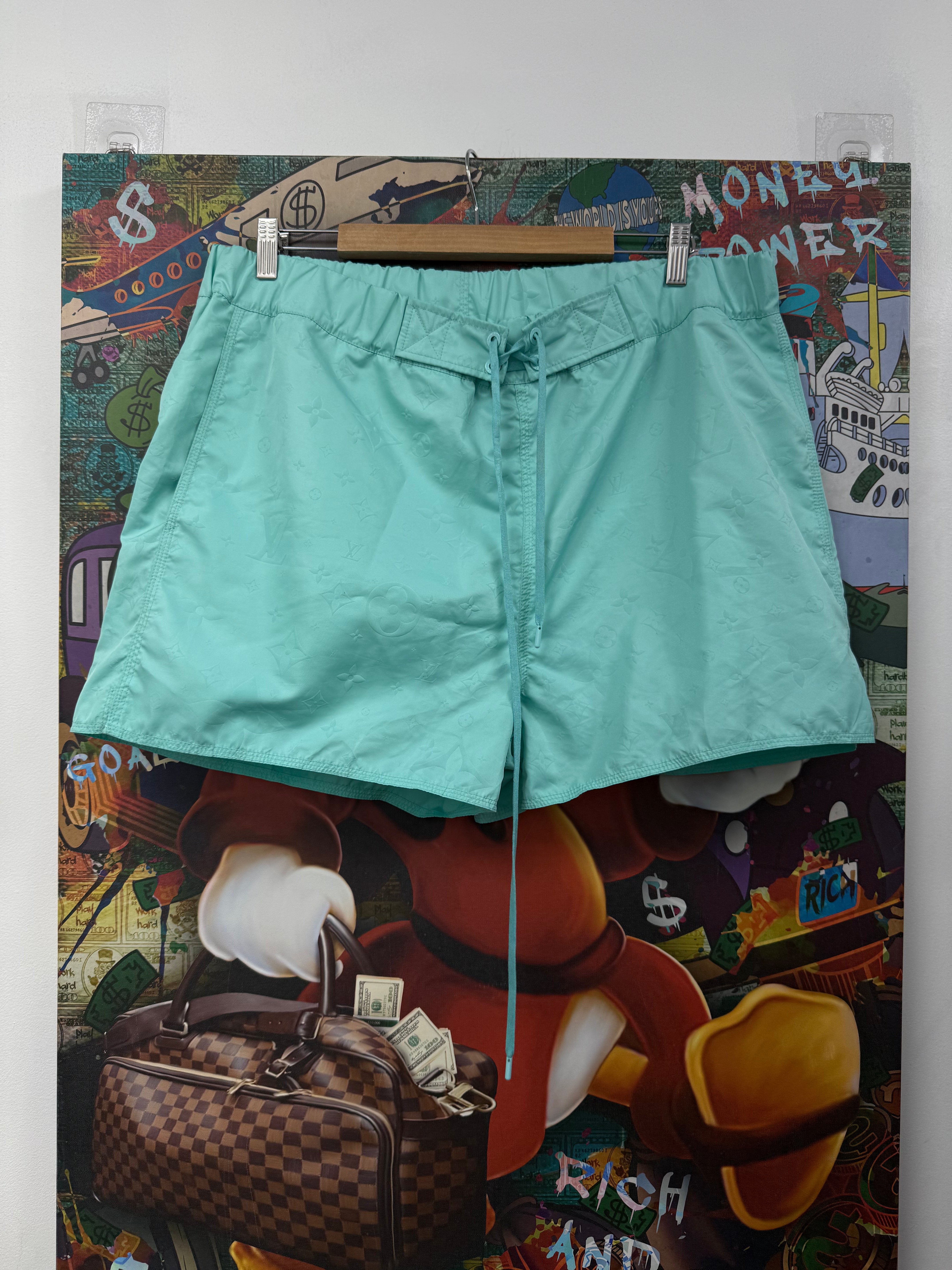 Louis Vuitton Teal Monogram Swim Trunks