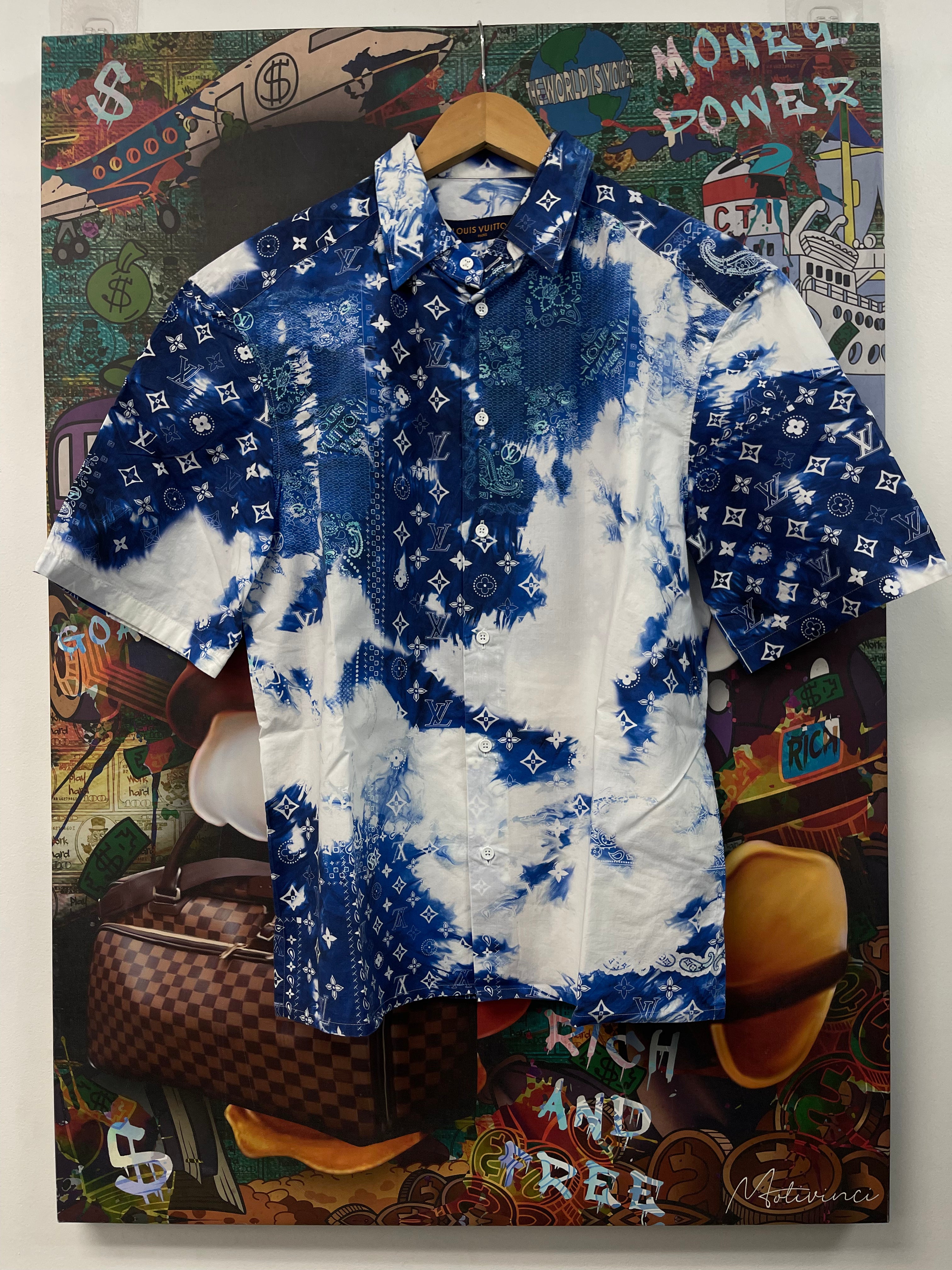 Louis Vuitton Blue Paisley Button Up