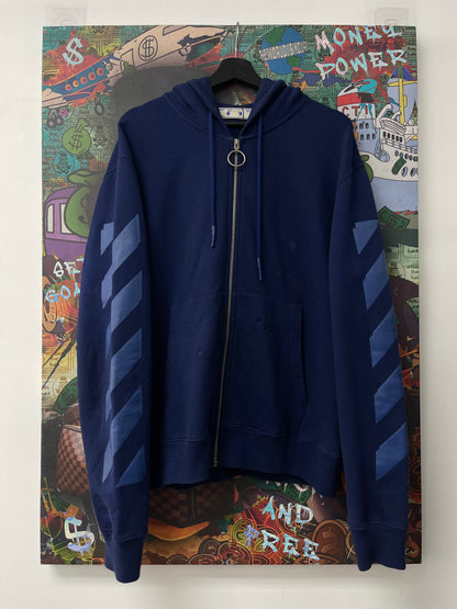 Off White Zip Up Navy Tonal Stripe Used
