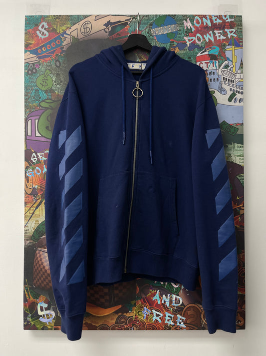 Off White Zip Up Navy Tonal Stripe Used