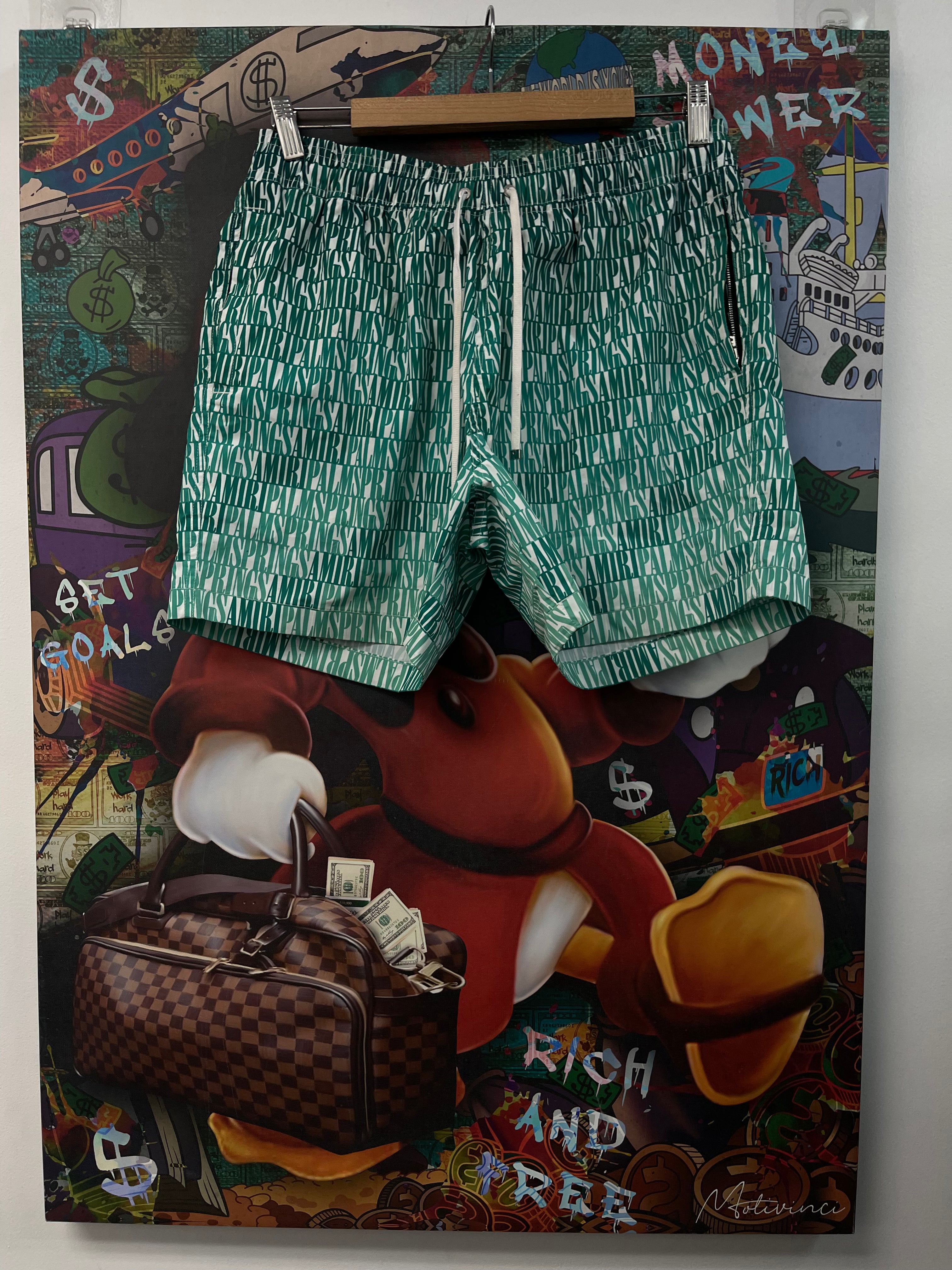 Amiri White Green Palm Springs Shorts