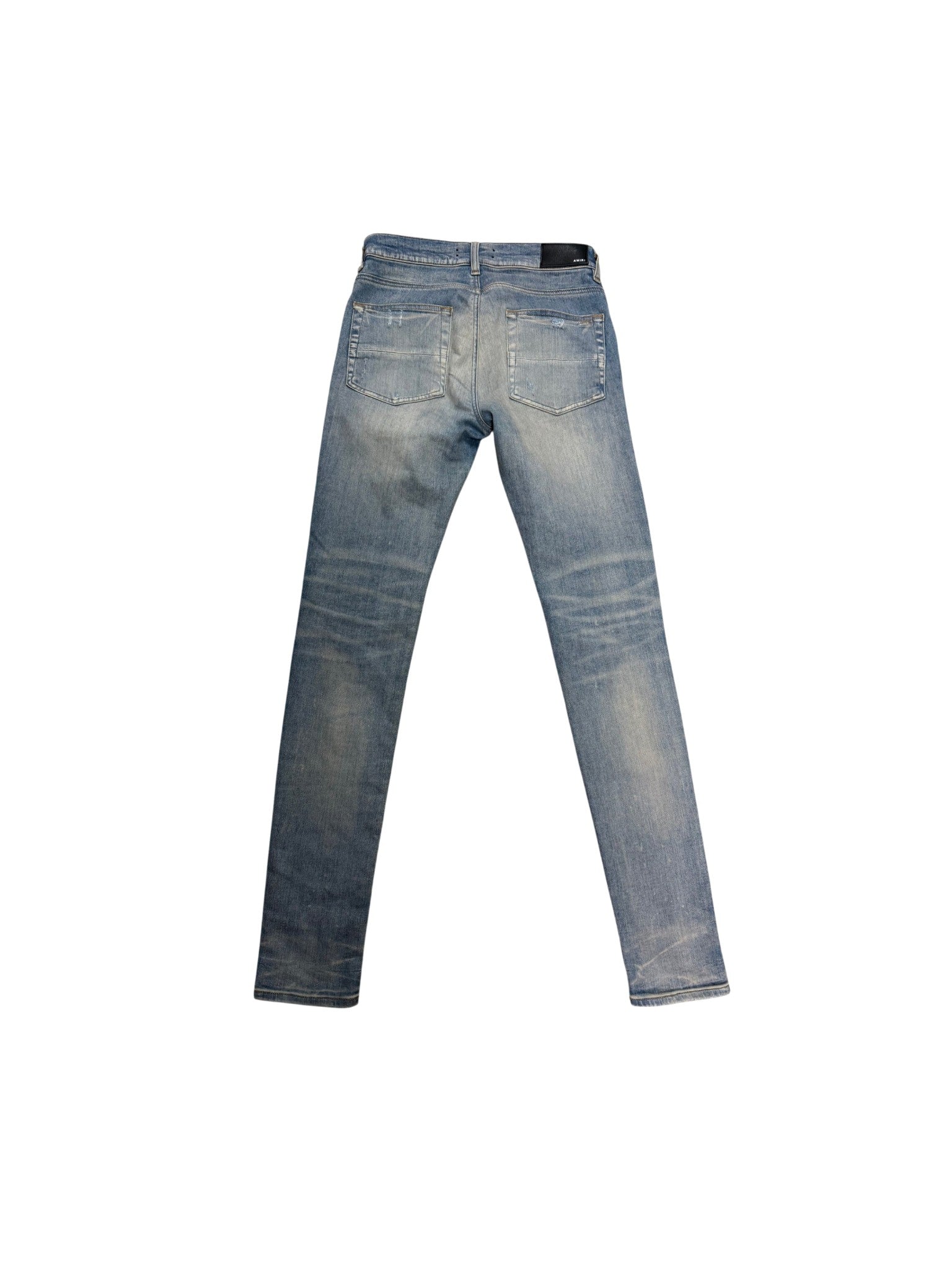 Amiri "MX1" Suede Patch Light Wash & White Jeans