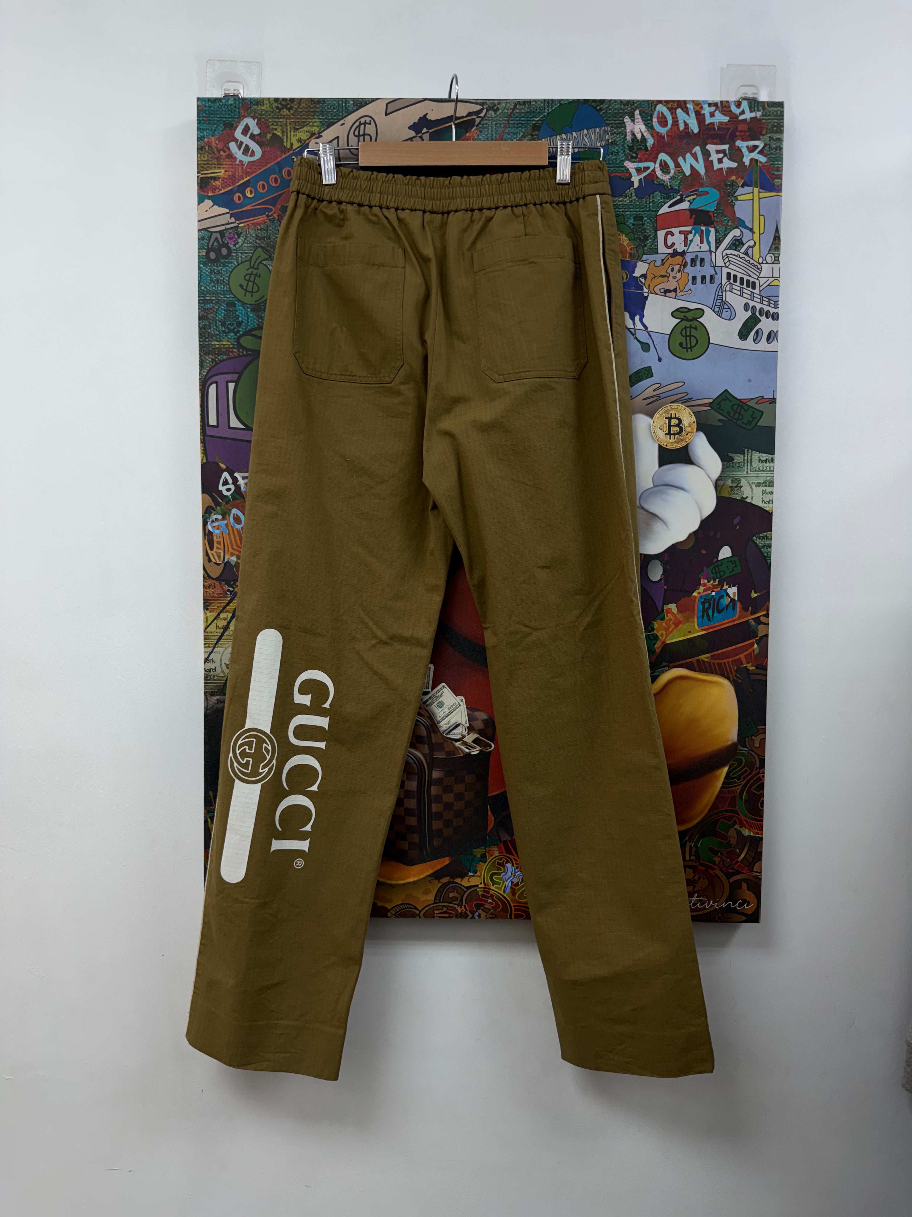 Gucci Tan Cream Grid Jogger Pants