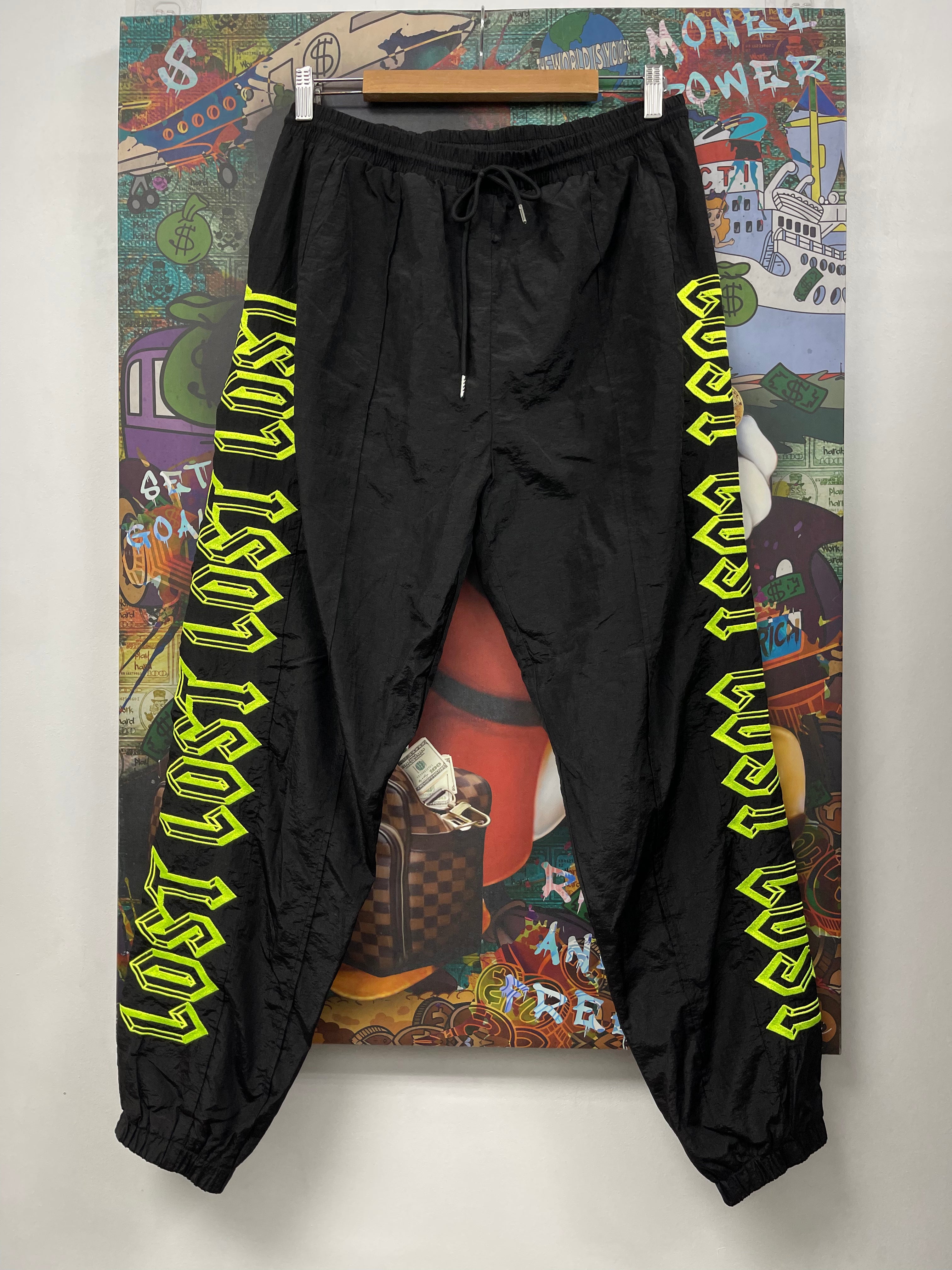 Lost Intricacy Black Neon Track Pants