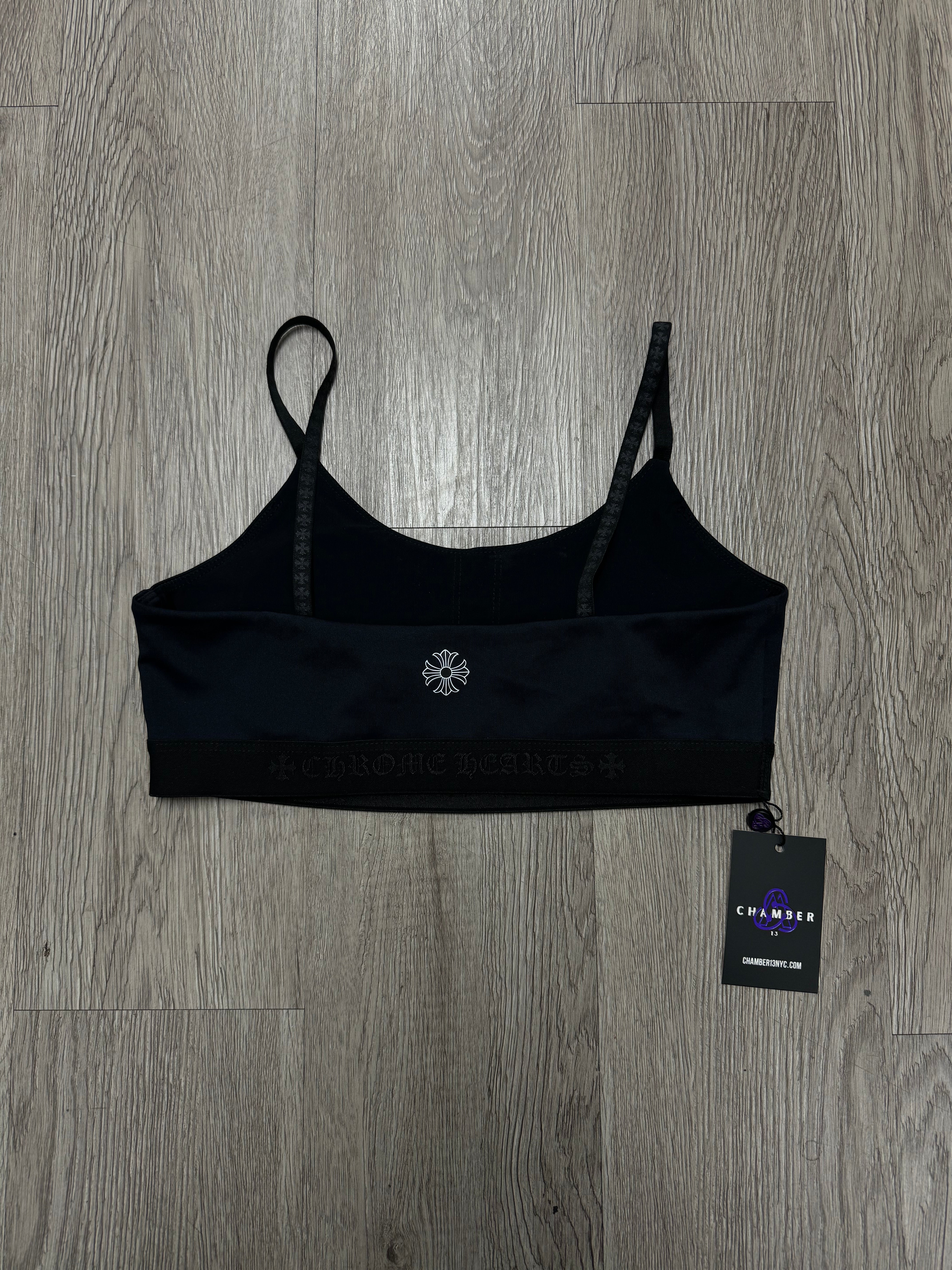 Chrome Hearts Black Side Eye Sports Bra Top