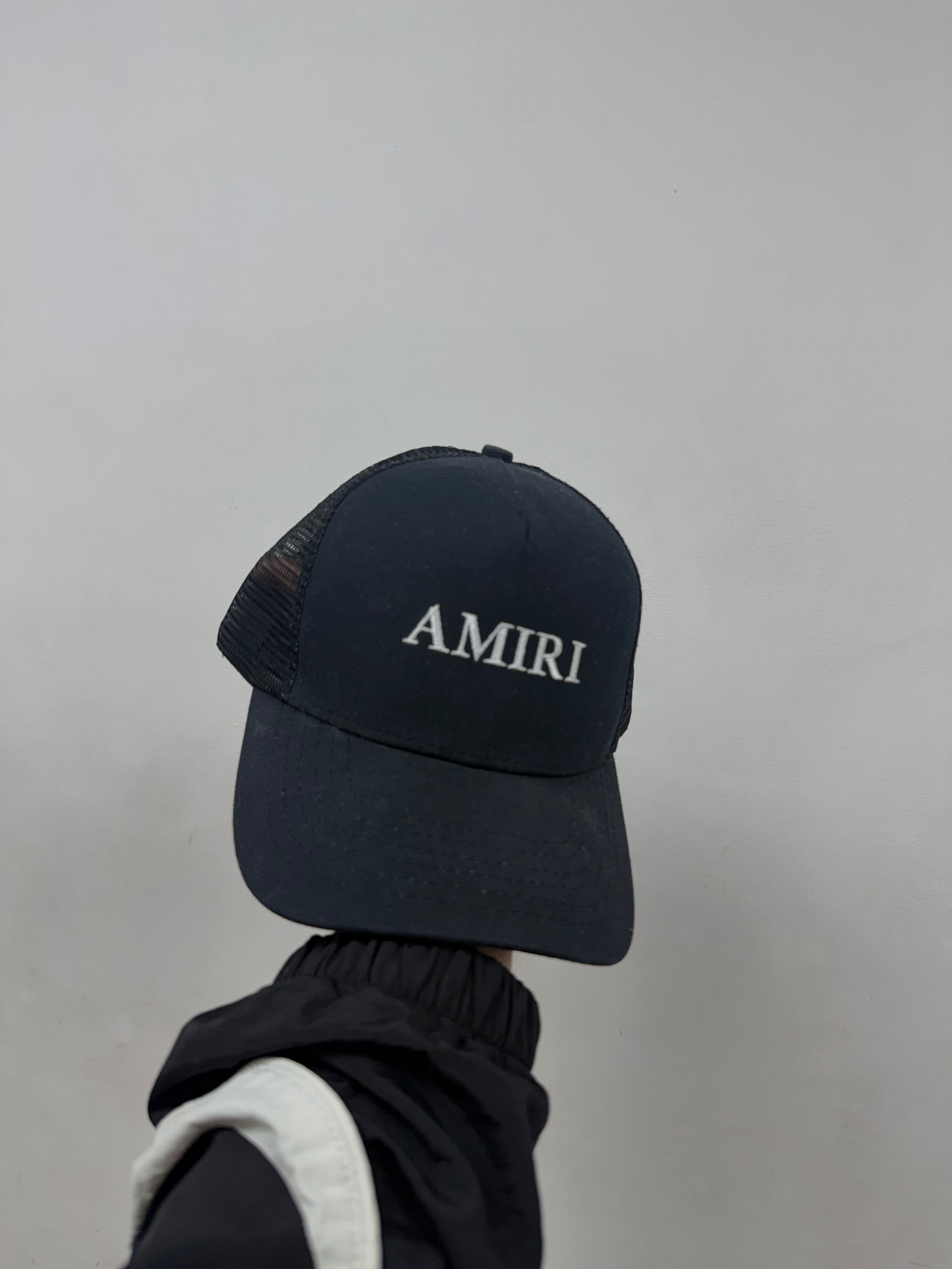 Amiri Black White Core Logo Trucker Hat