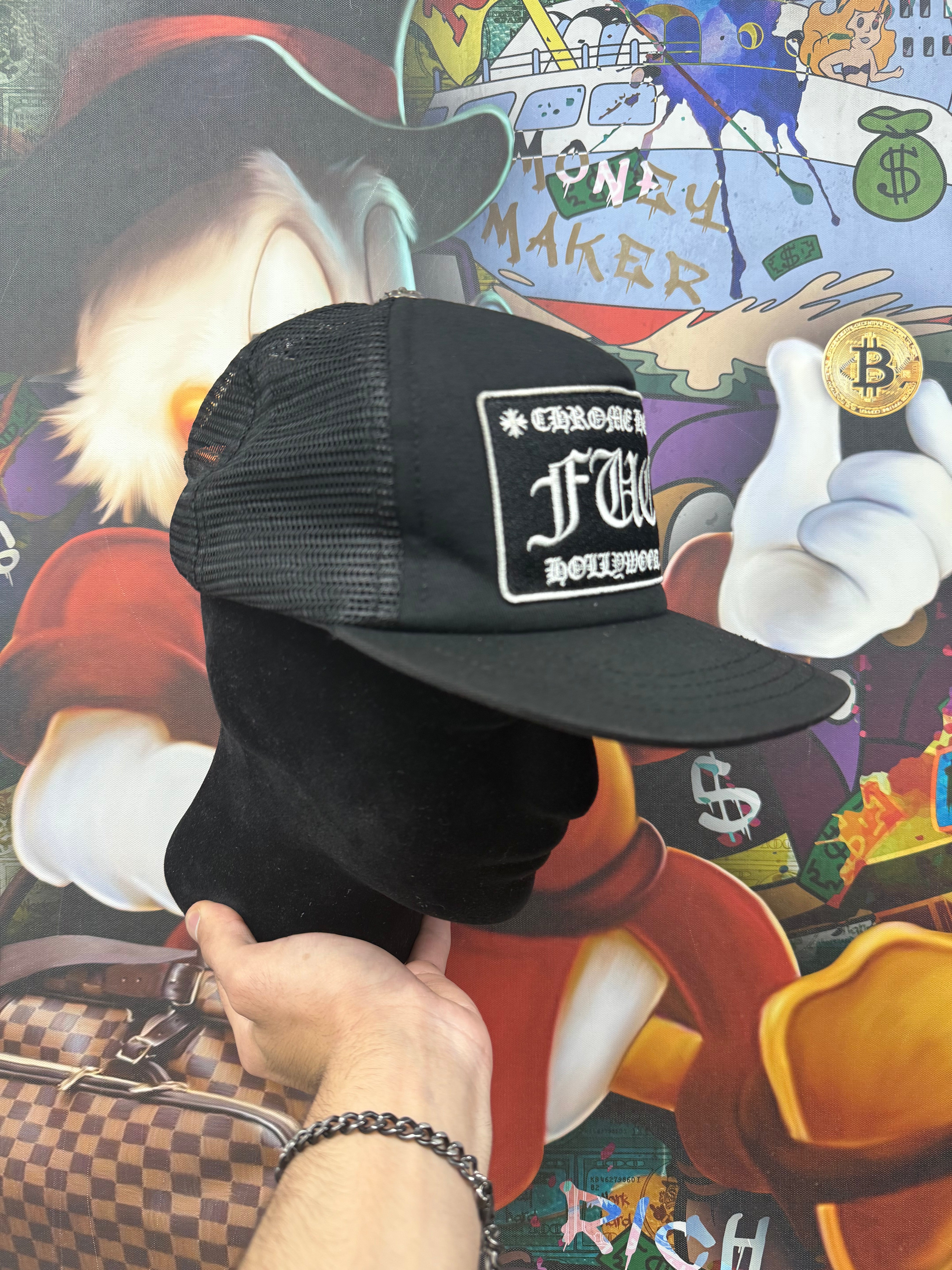 Chrome Hearts Black CH Hollywood Trucker Hat