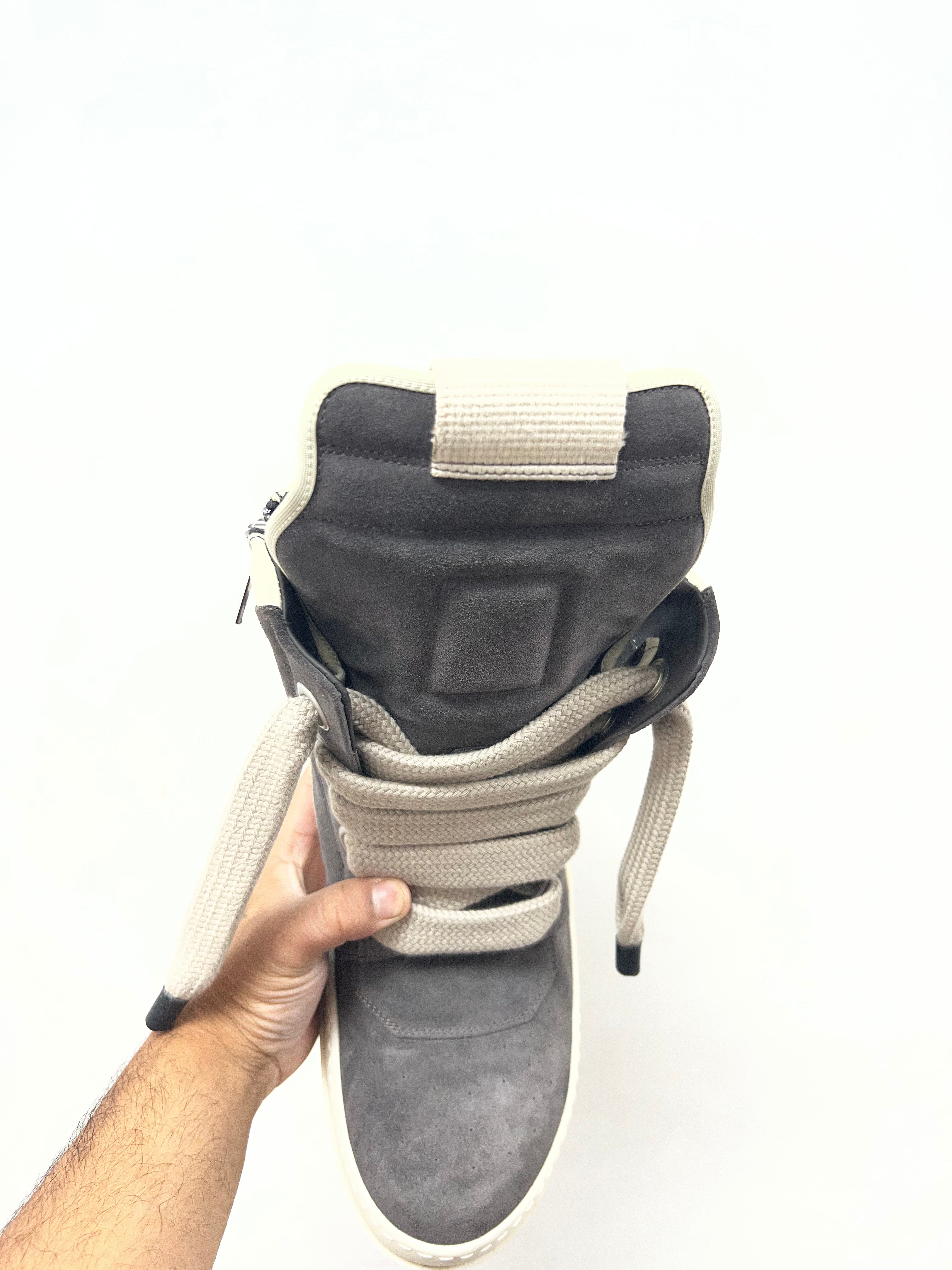Rick Owens Jumbolace Geobasket Dark Dust Milk Sneakers