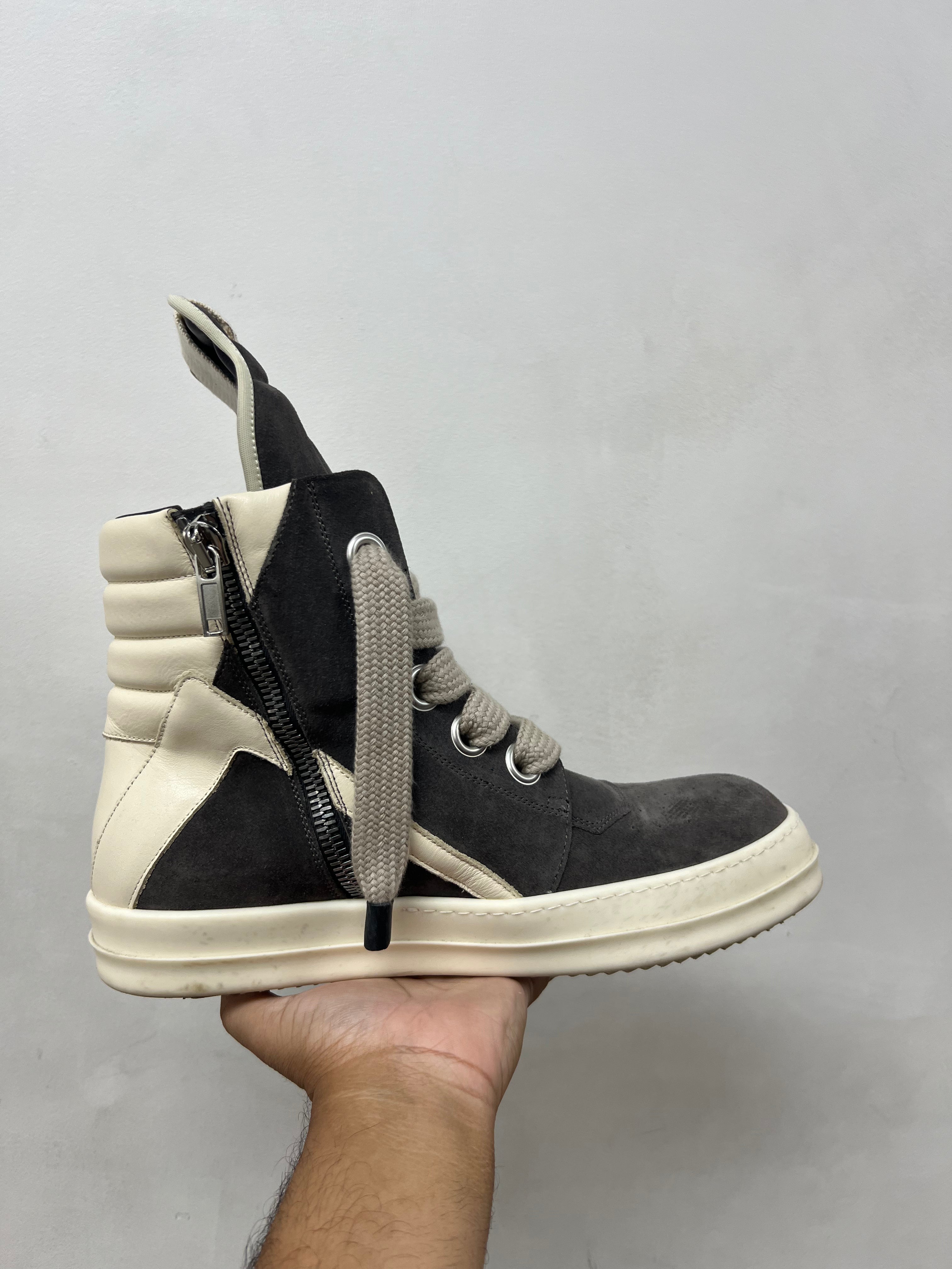 Rick Owens Jumbolace Geobasket Dark Dust Milk Sneakers