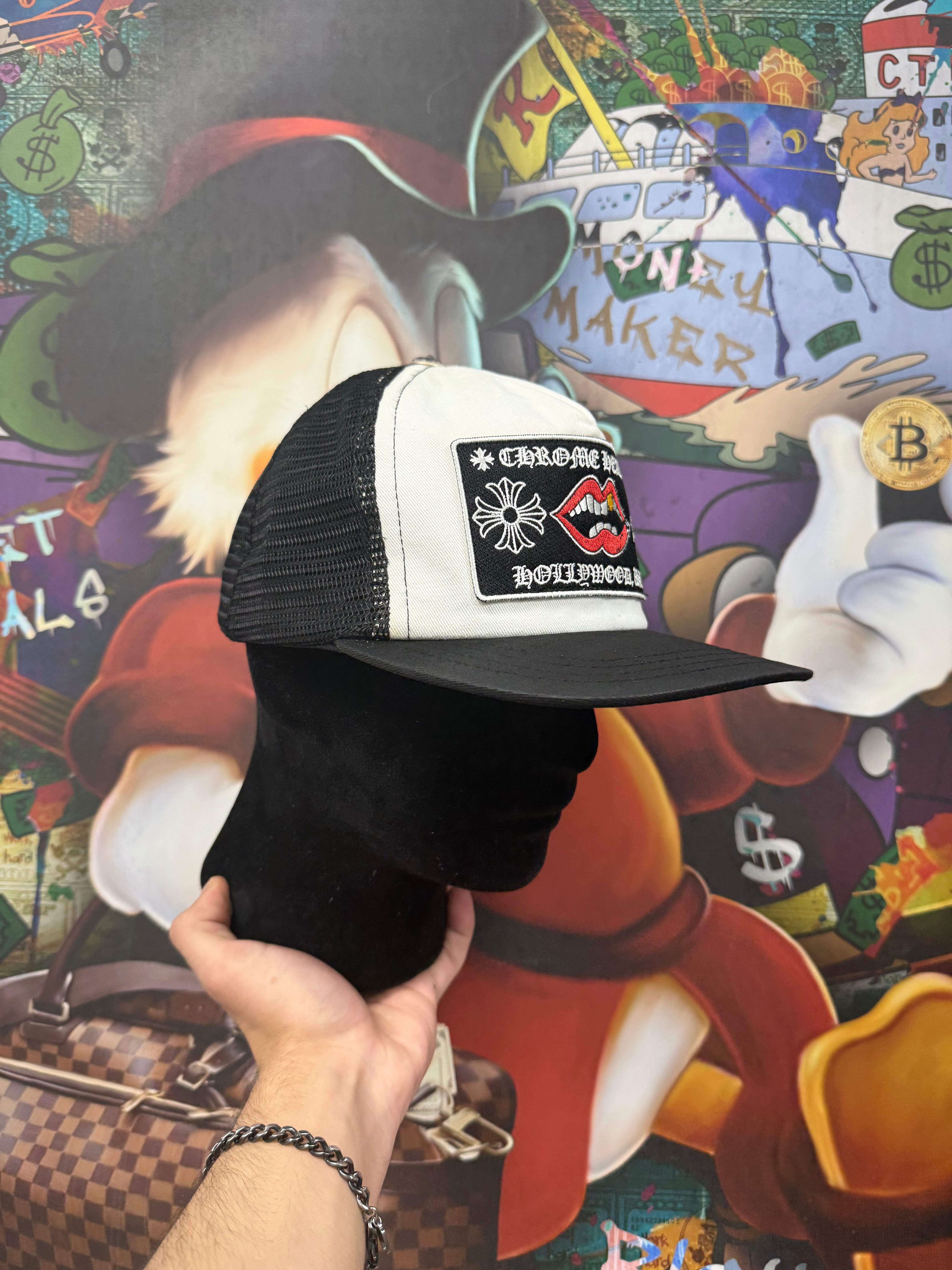 Chrome Hearts White Black Red Chomper Hat
