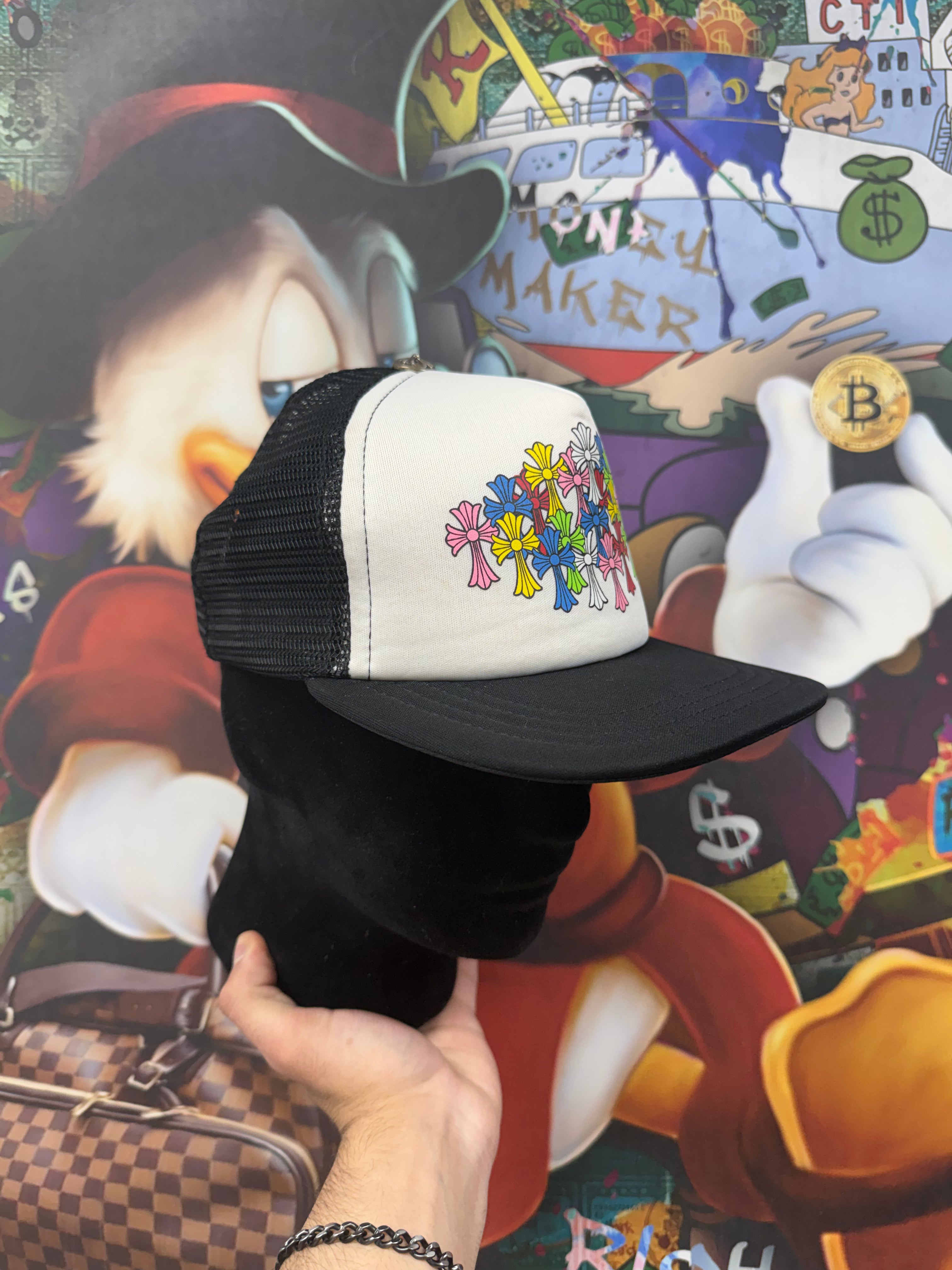 Chrome Hearts White Multi Cross Trucker Hat