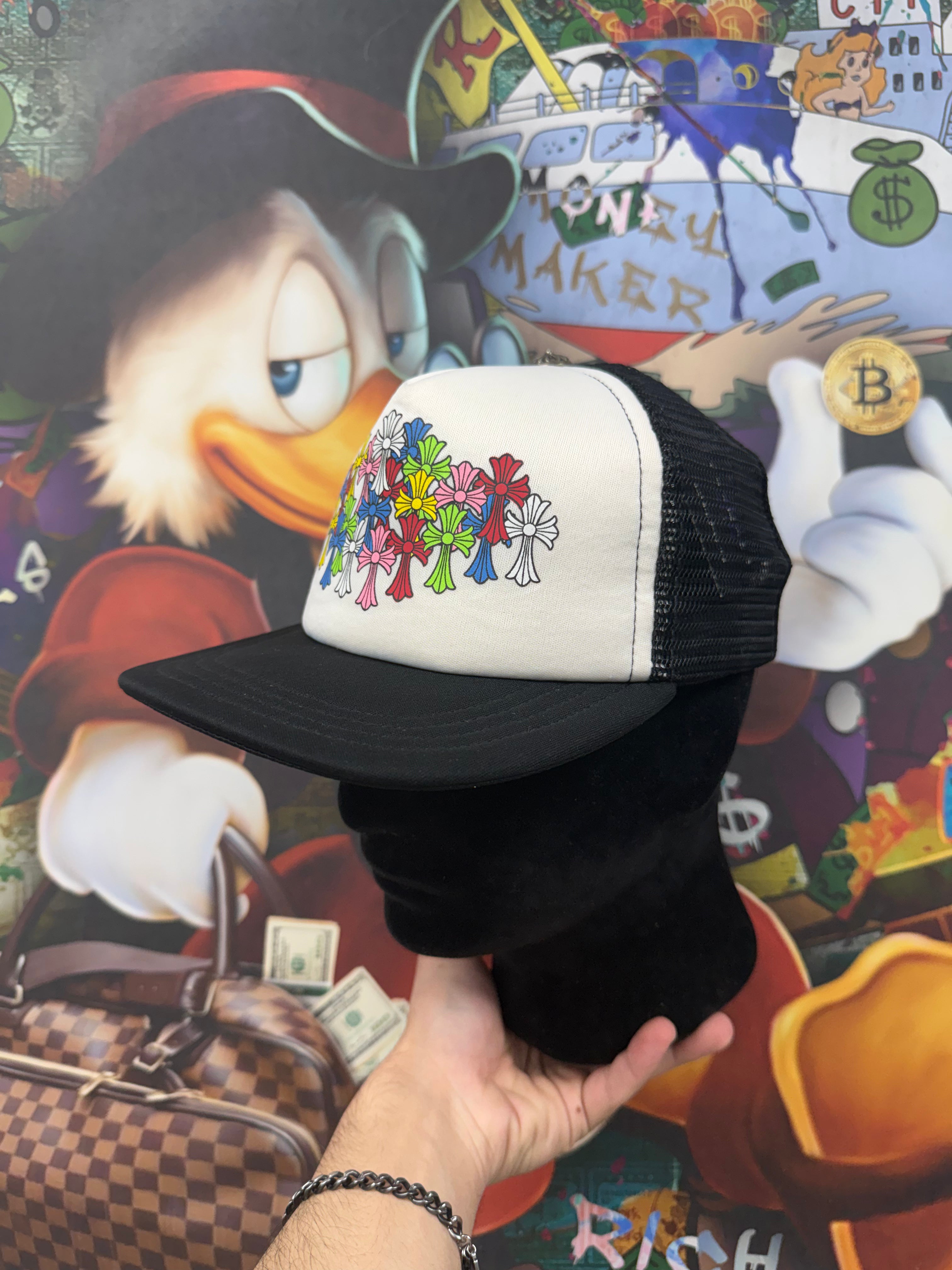 Chrome Hearts White Multi Cross Trucker Hat