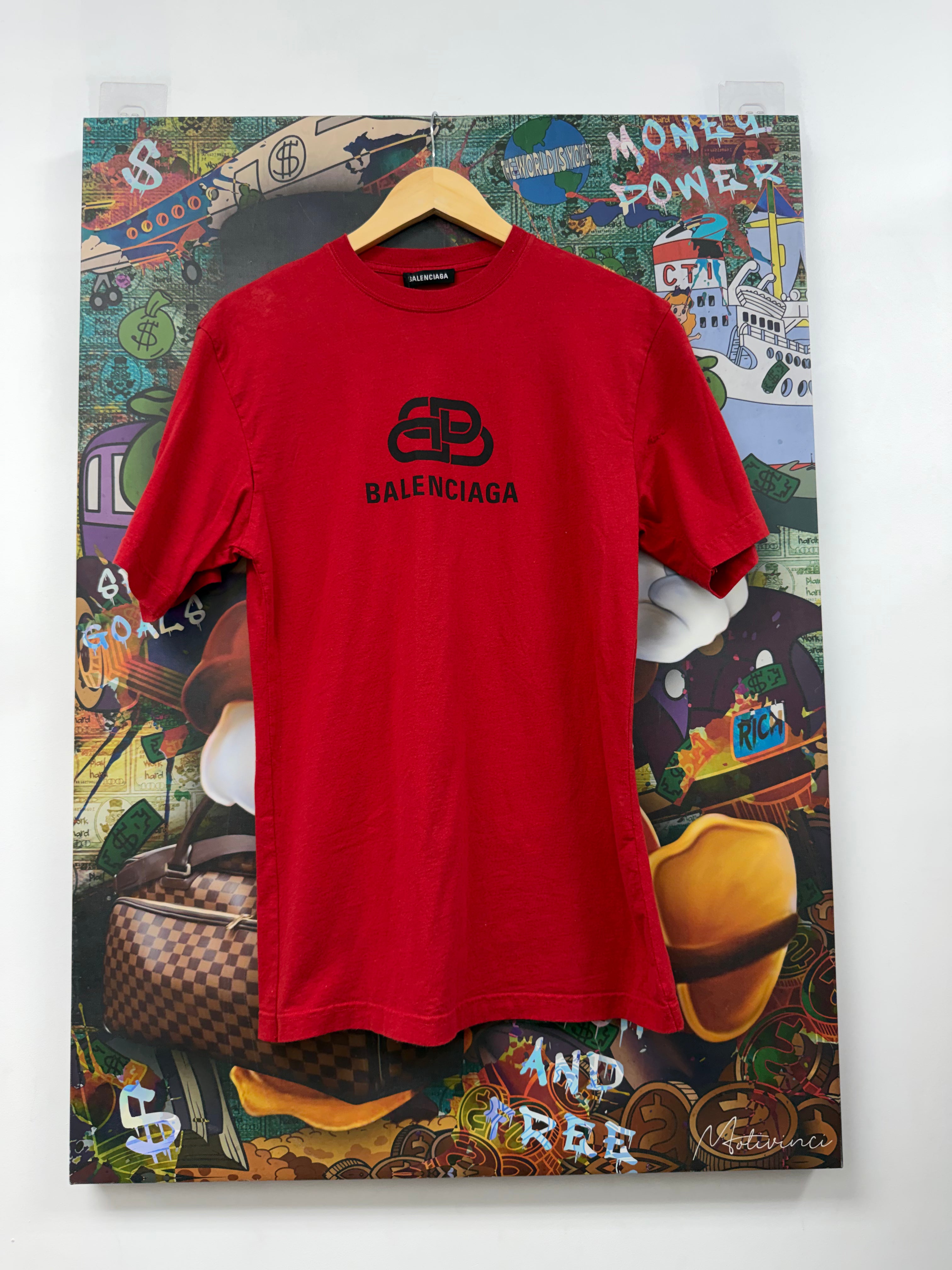 Balenciaga Red Black BB Logo (Altered No Tag) Tee