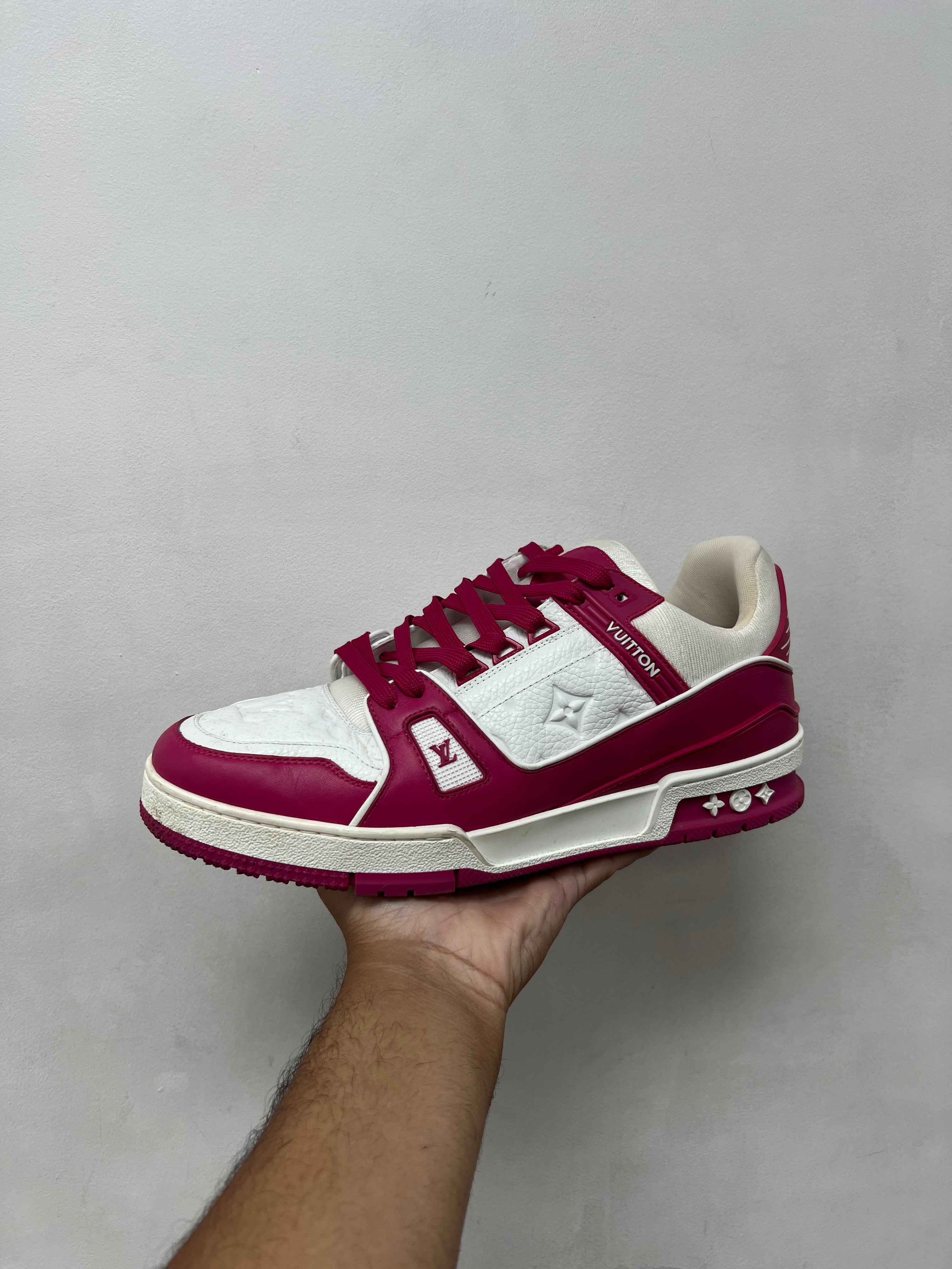 Louis Vuitton Pink White Leather Trainer Sneakers
