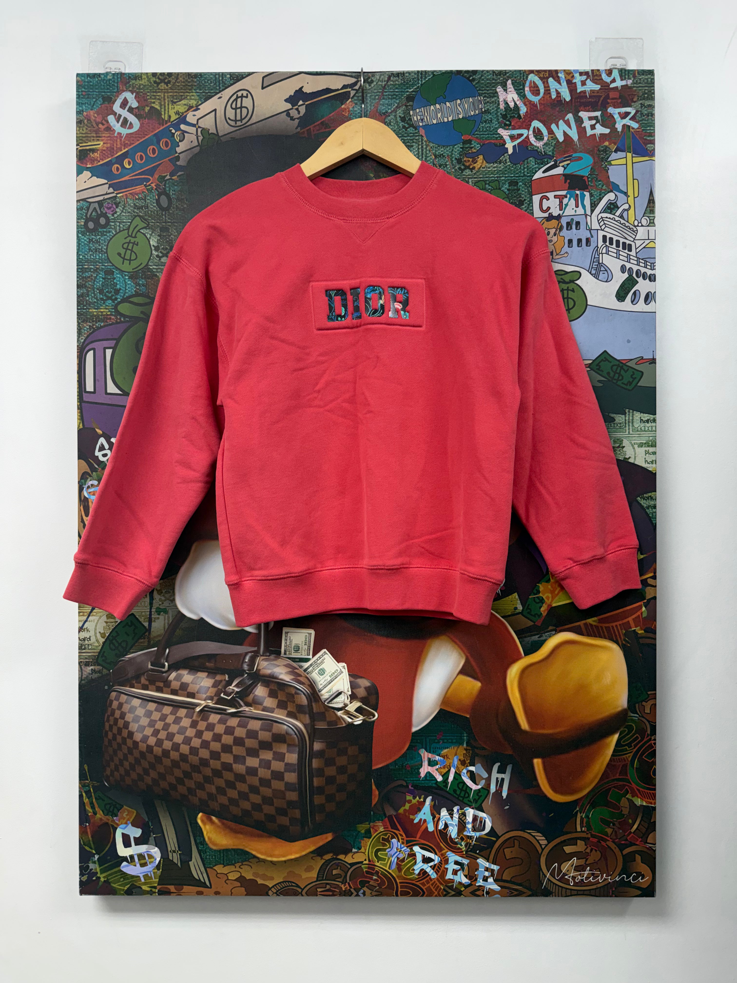 Dior Hot Pink Floral Embossed Logo Sweater