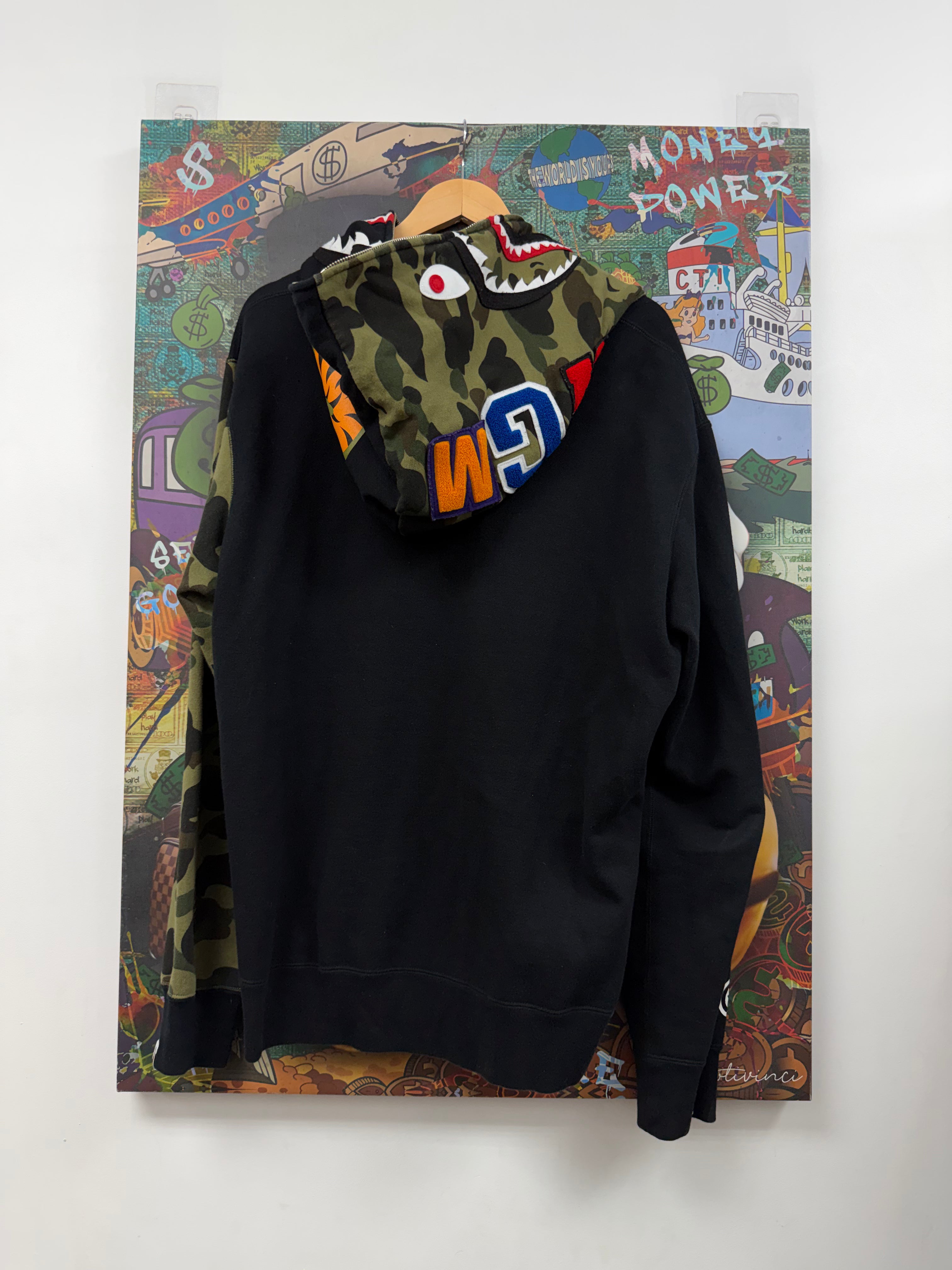 Bape Black Split Camo Shark Zip Up