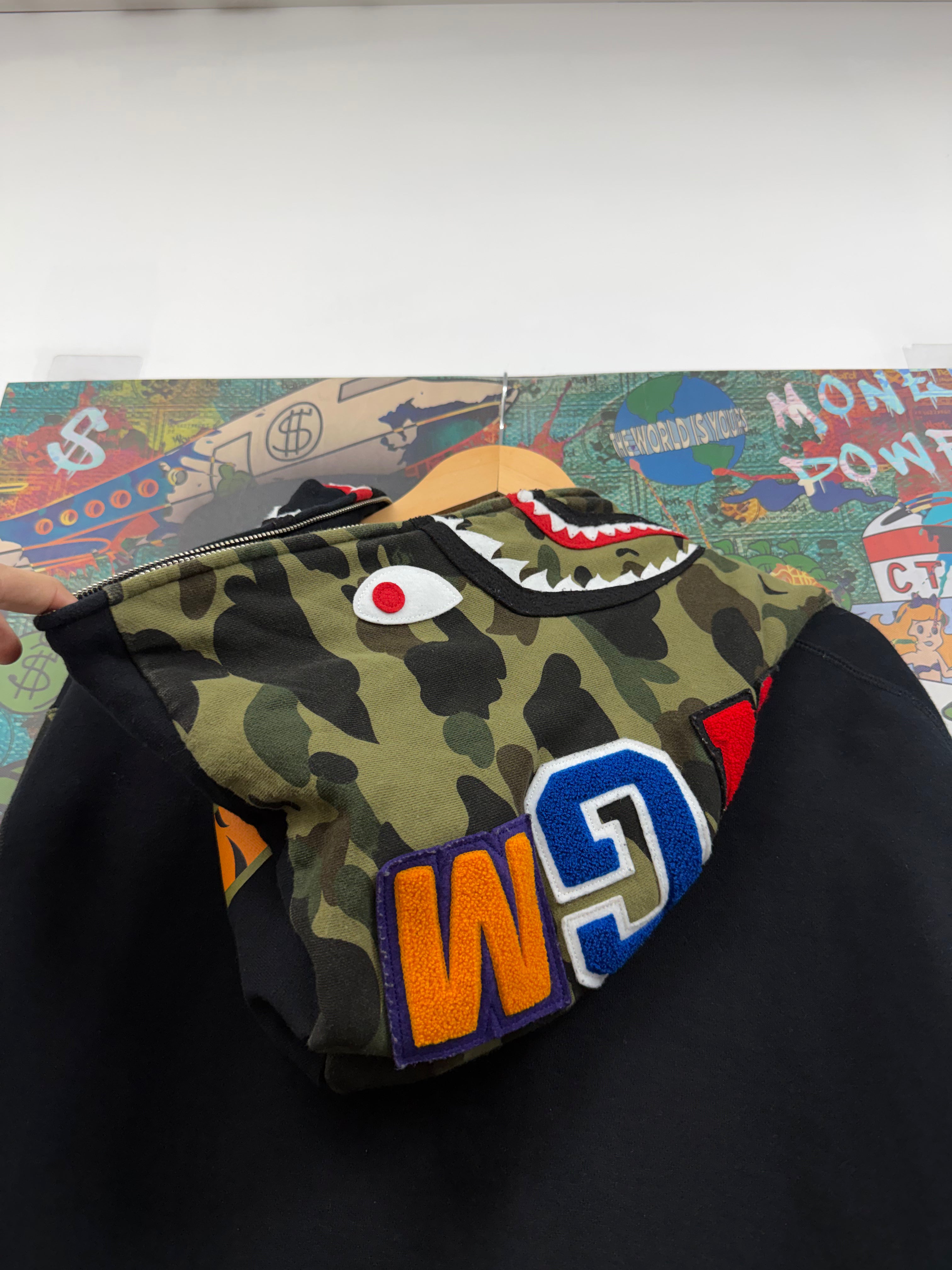 Bape Black Split Camo Shark Zip Up