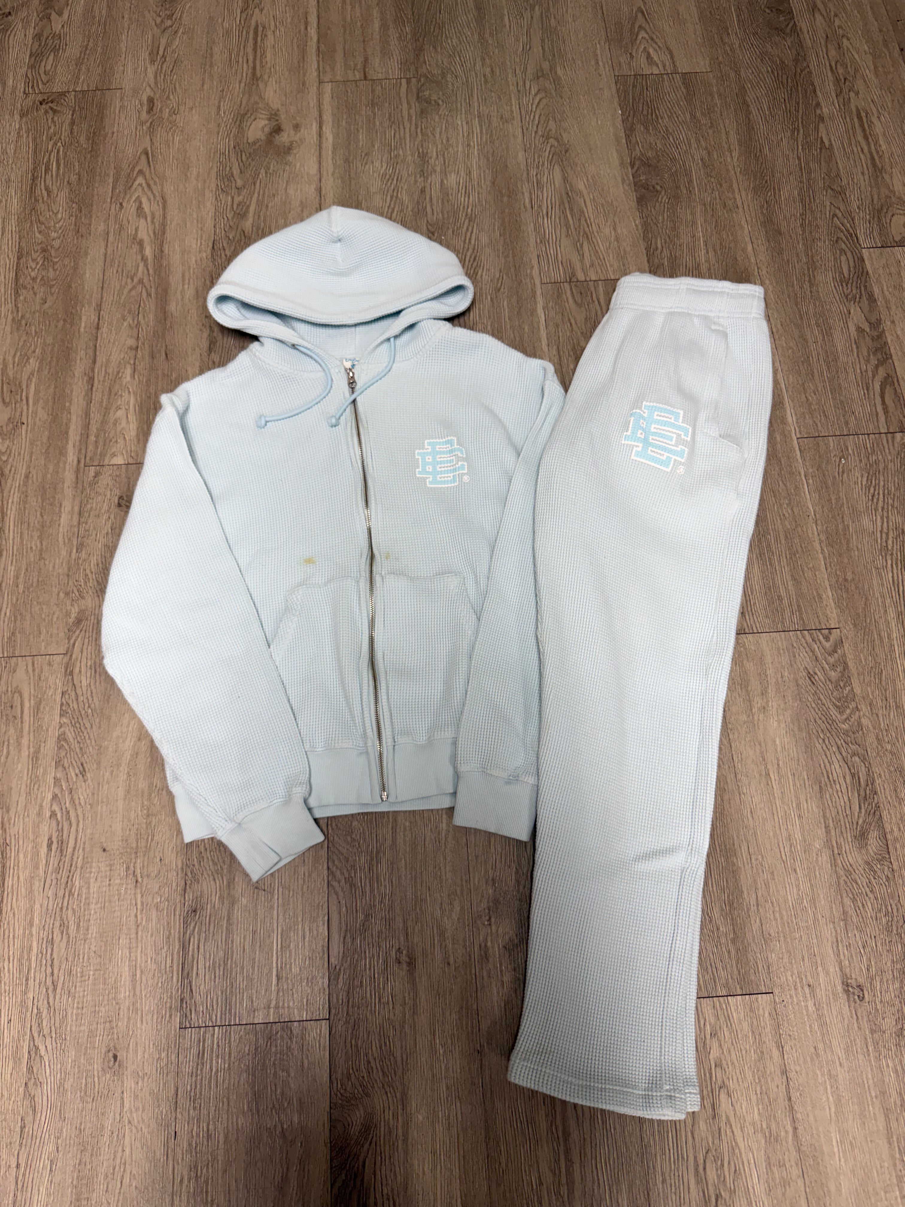 Eric Emanuel Baby Blue Wafflle Zip Up Sweatsuit