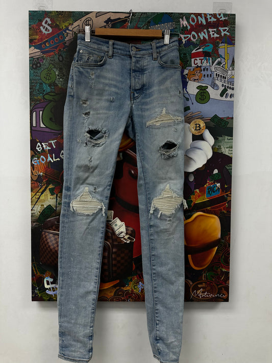 Amiri MX1 Light Wash White Patch Used 29 (Tailored 28)