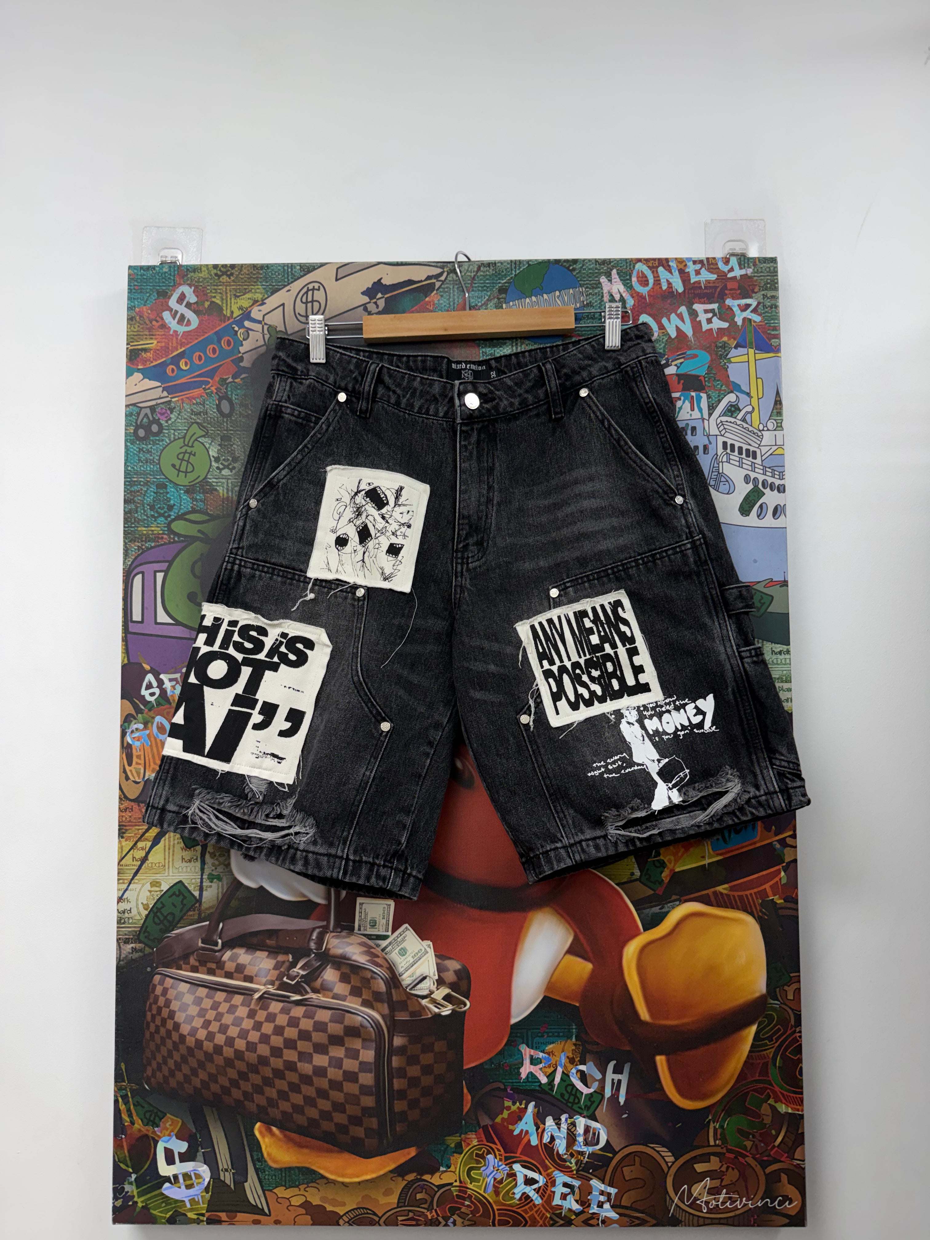 Mixed Emotion Black AI Shorts