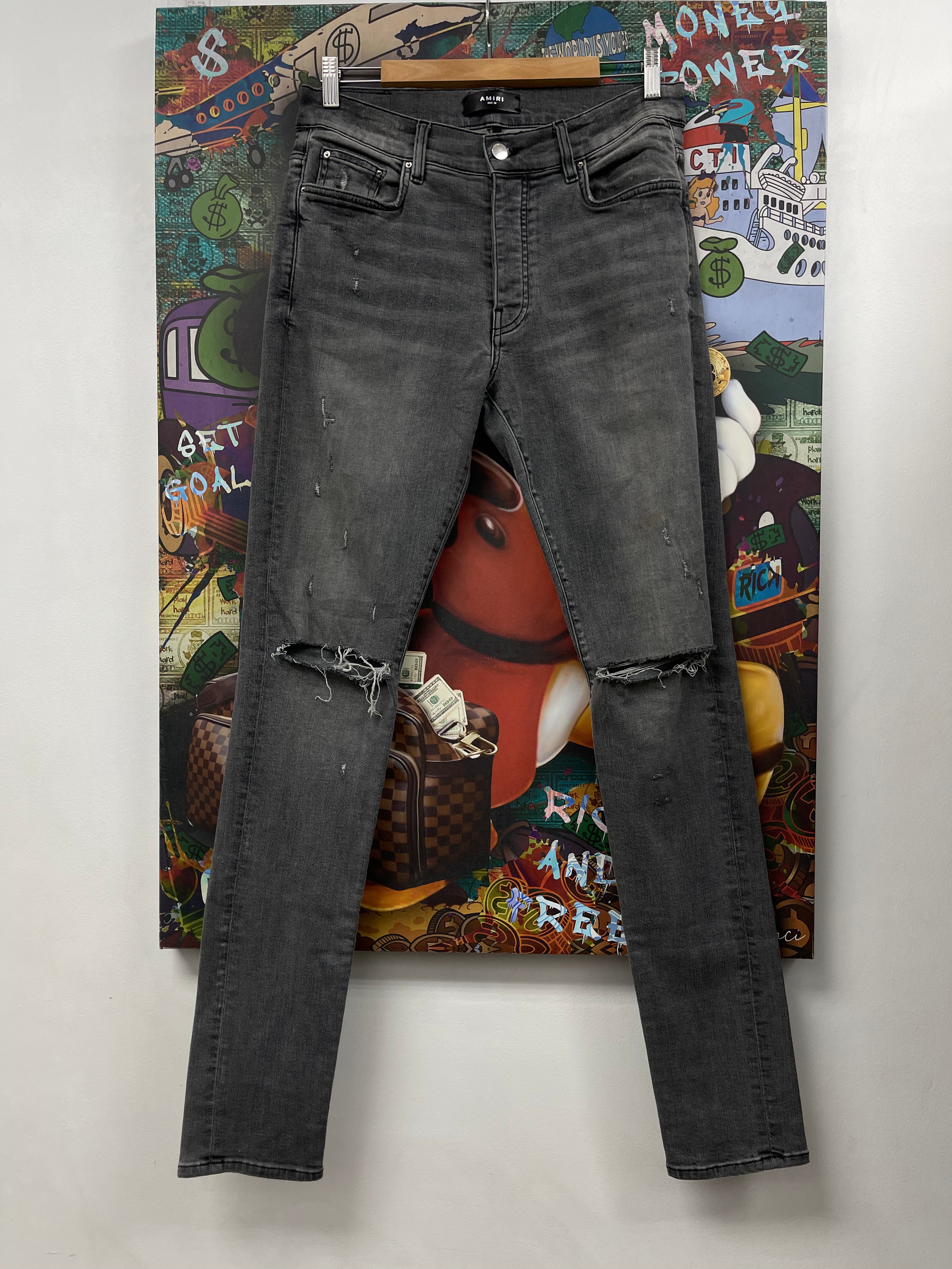Amiri Grey Knee Rip Jeans