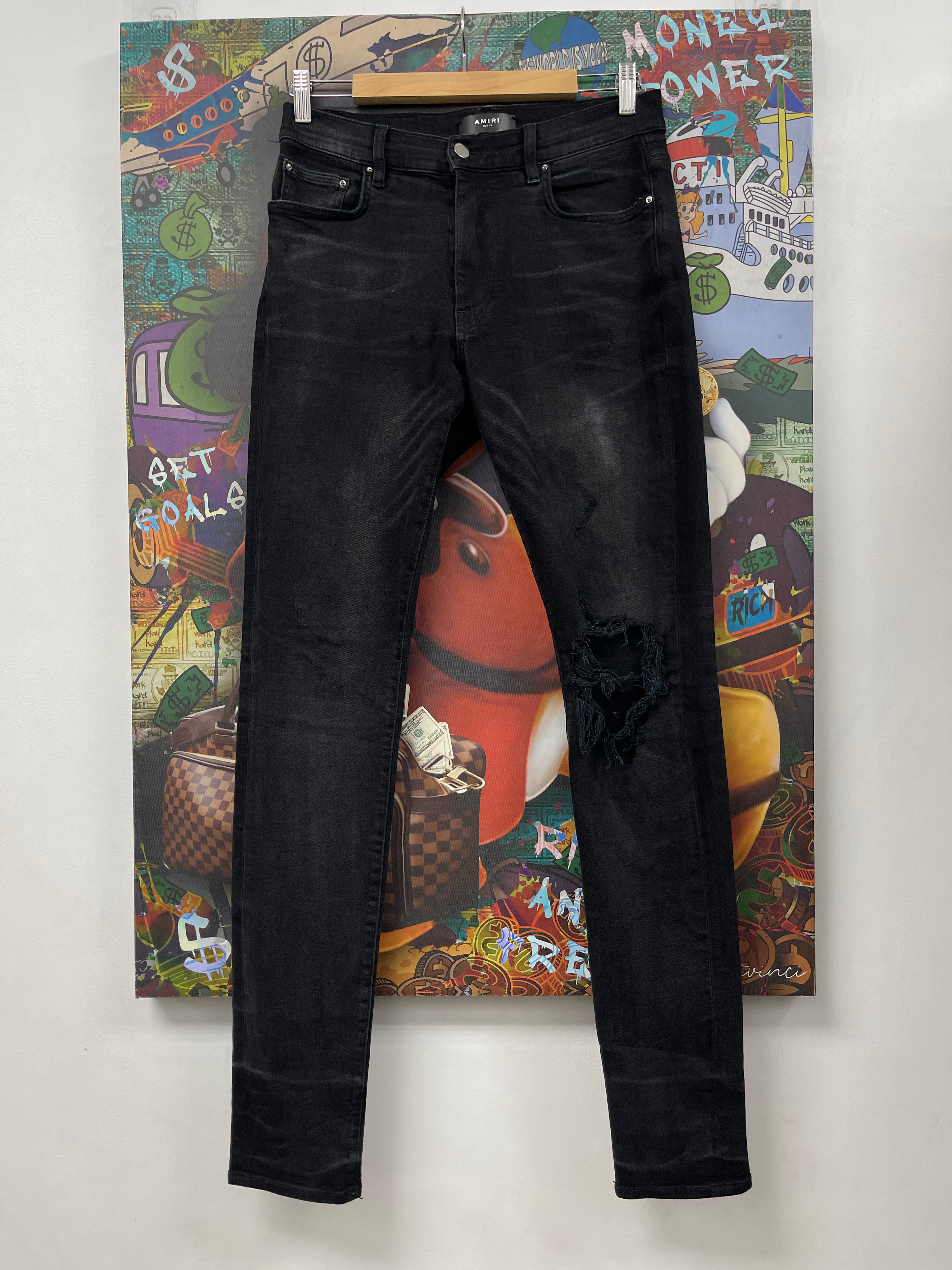 Amiri Black Knee Rip (Zipper) Jeans