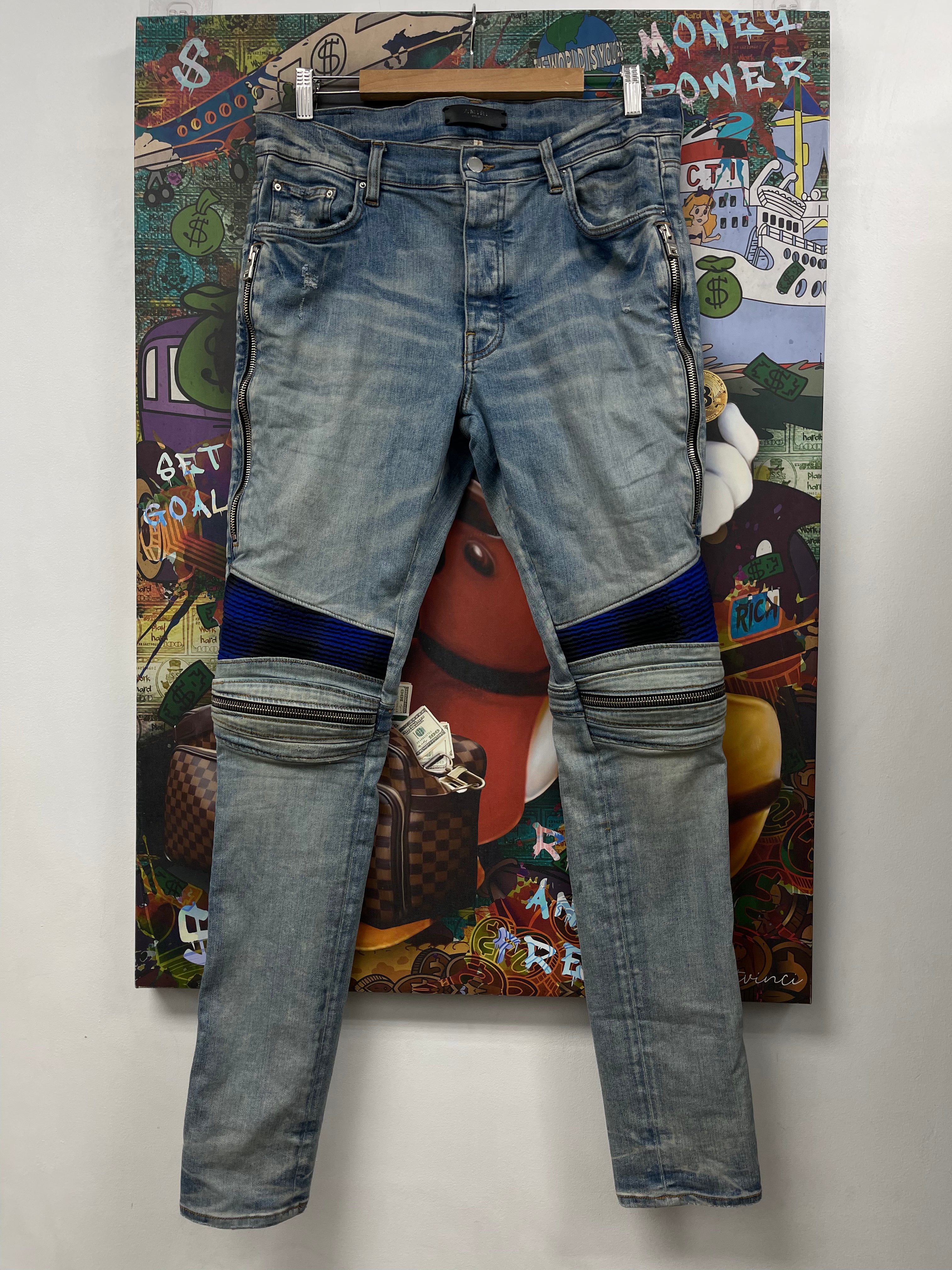 Amiri Light Wash MX2 Blue Black Jeans